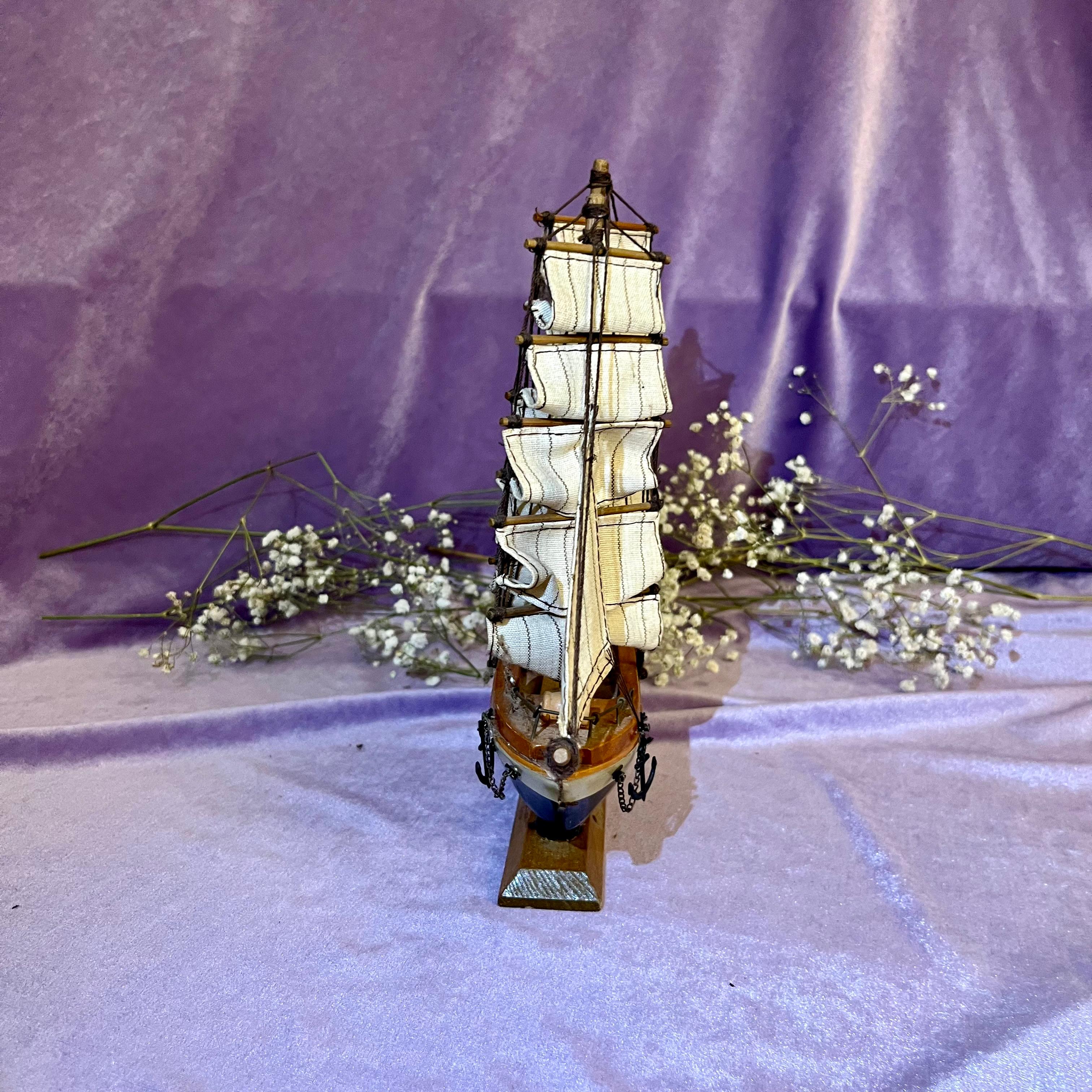 Vintage Wooden Model Sailing Ship