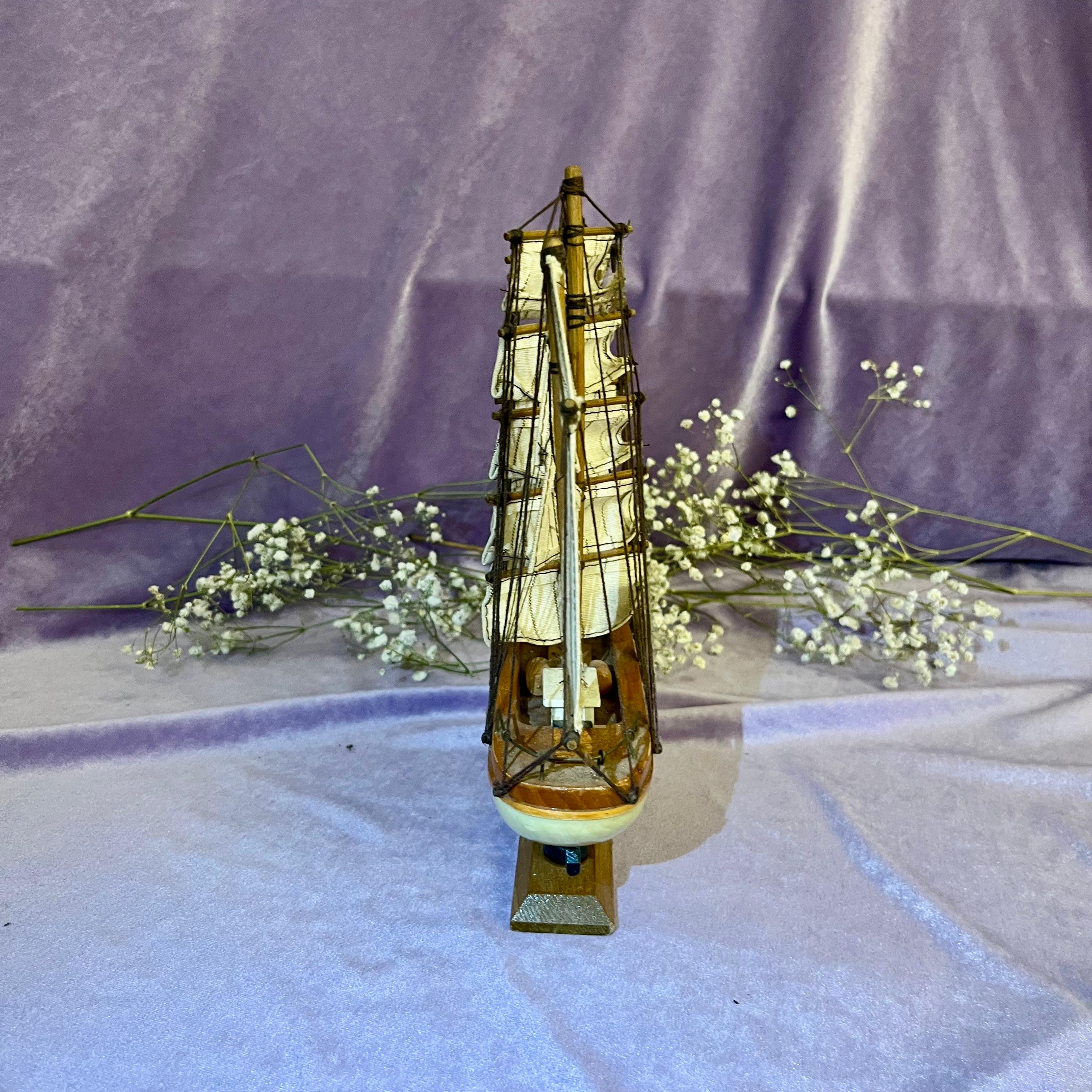 Vintage Wooden Model Sailing Ship