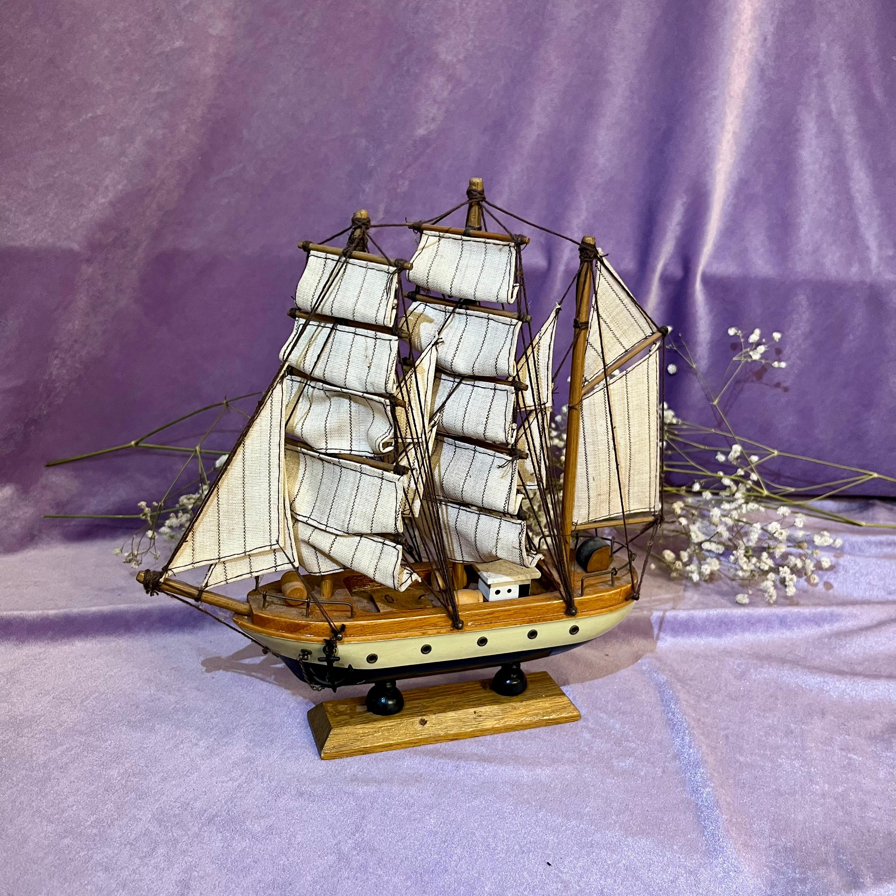 Vintage Wooden Model Sailing Ship