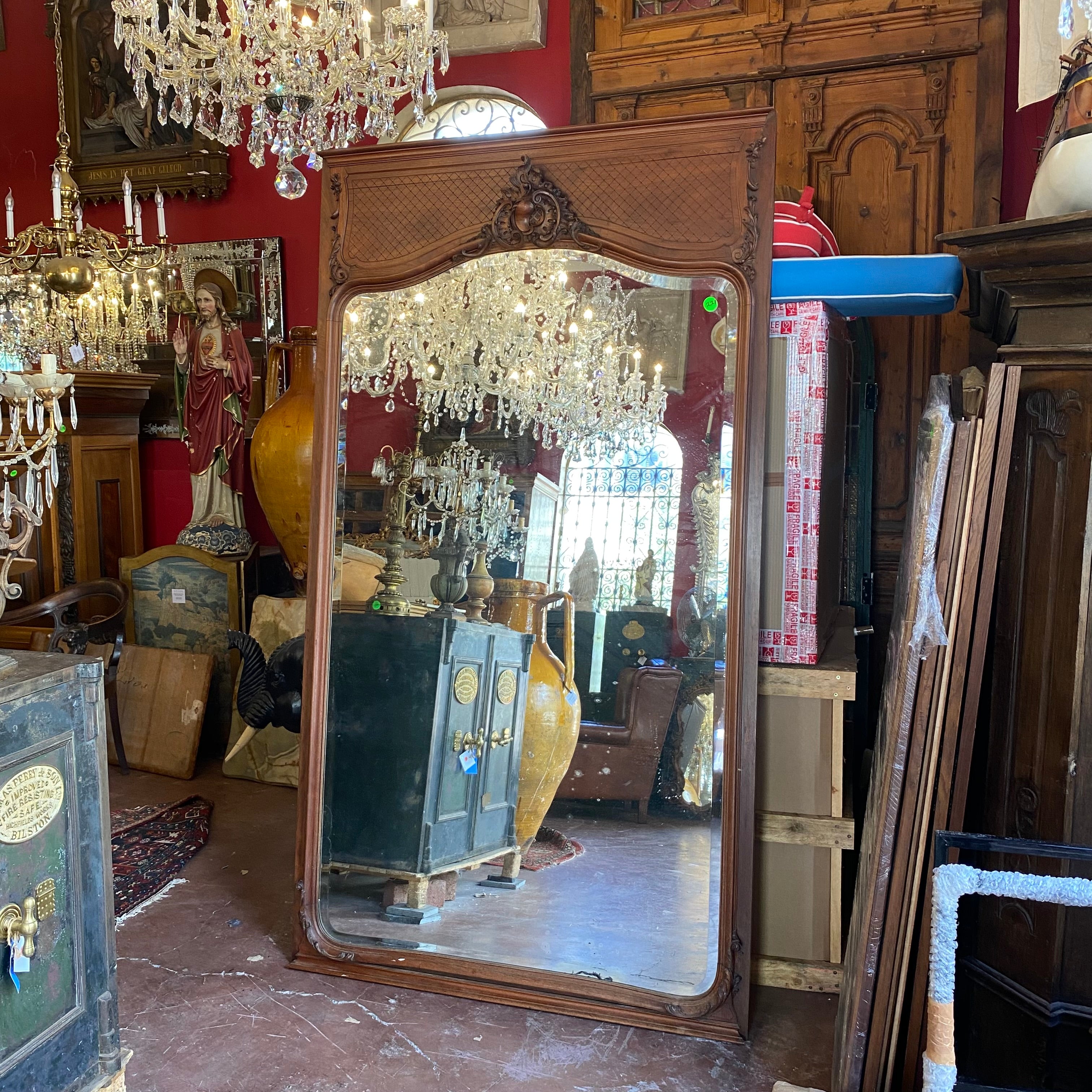 Very Large Antique Walnut Mirror