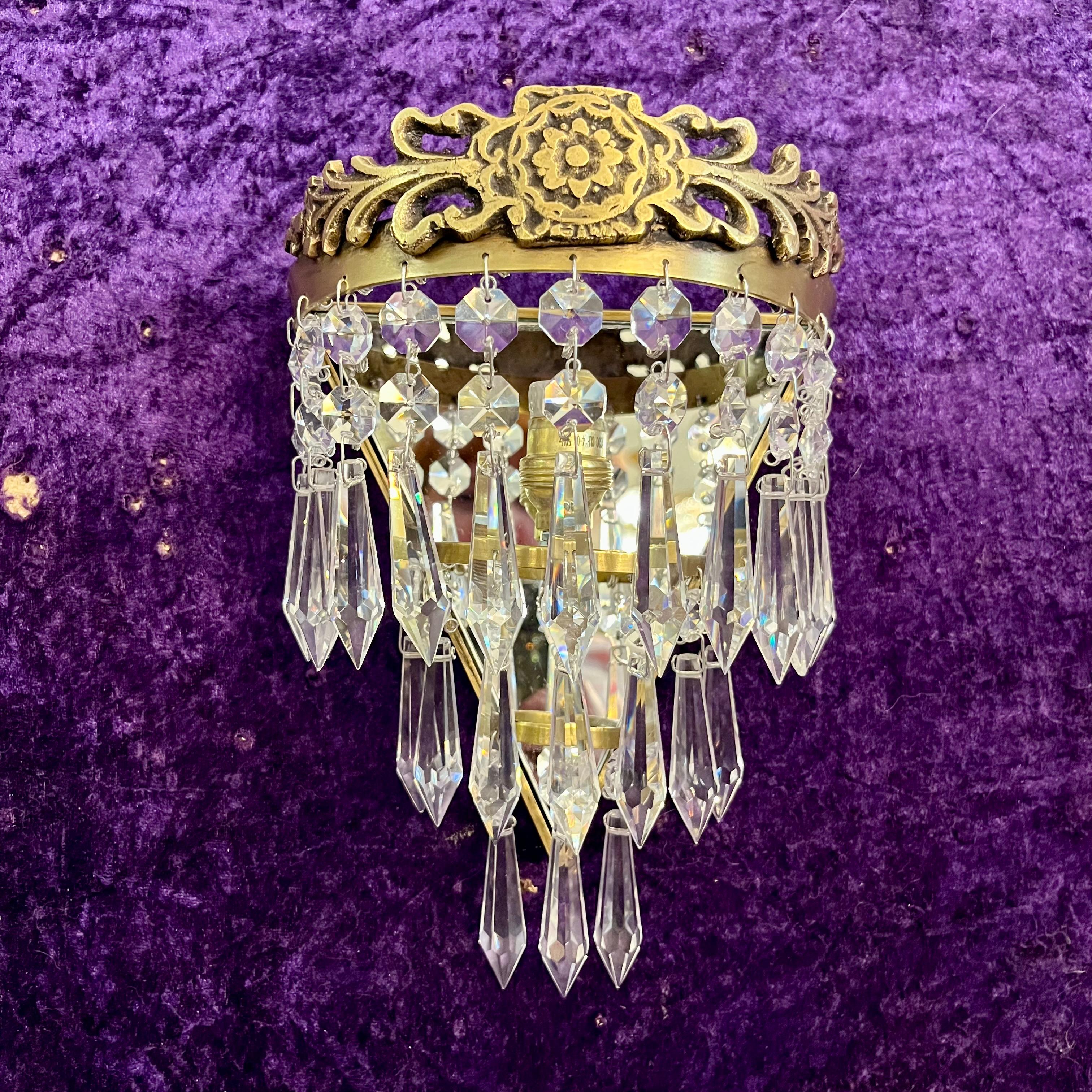 Pair of Delos Custom Floral Crest Waterfall Sconce - SOLD