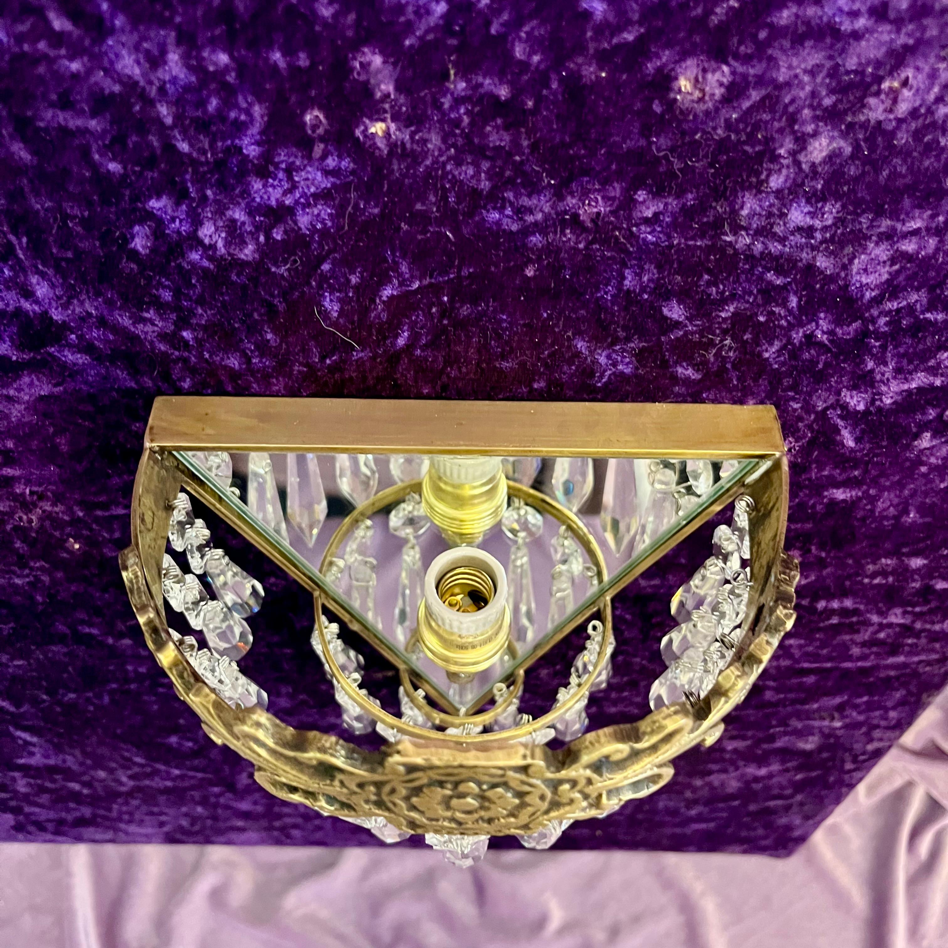 Pair of Delos Custom Floral Crest Waterfall Sconce - SOLD