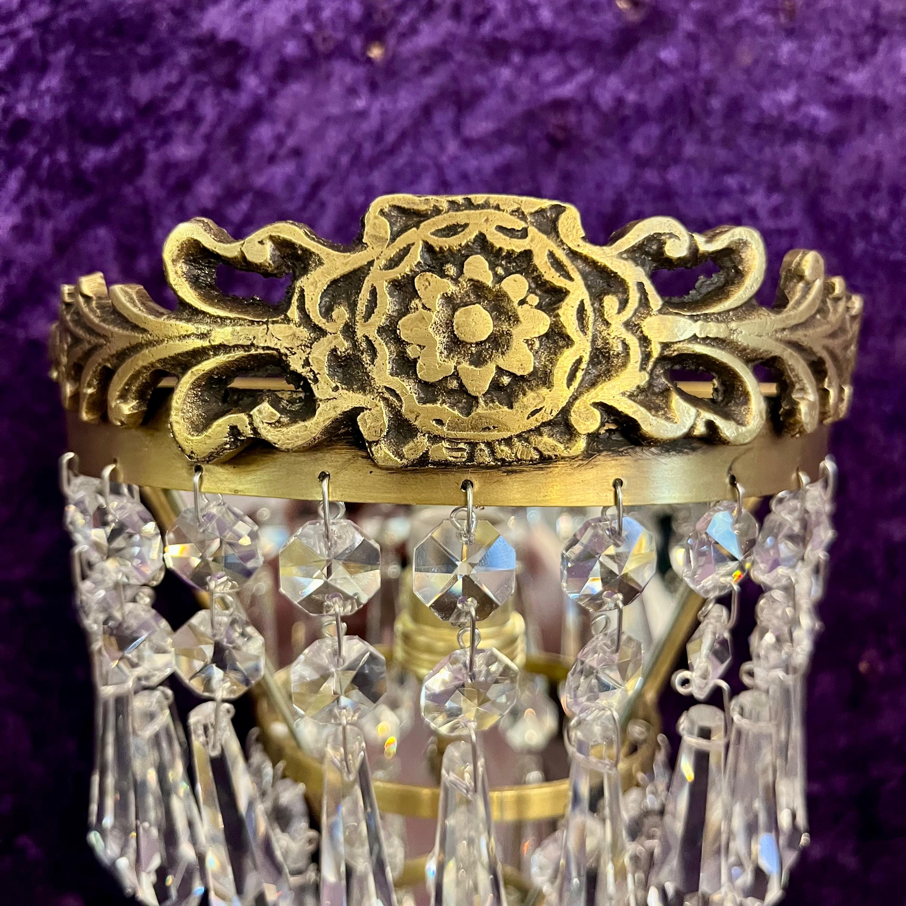 Pair of Delos Custom Floral Crest Waterfall Sconce - SOLD