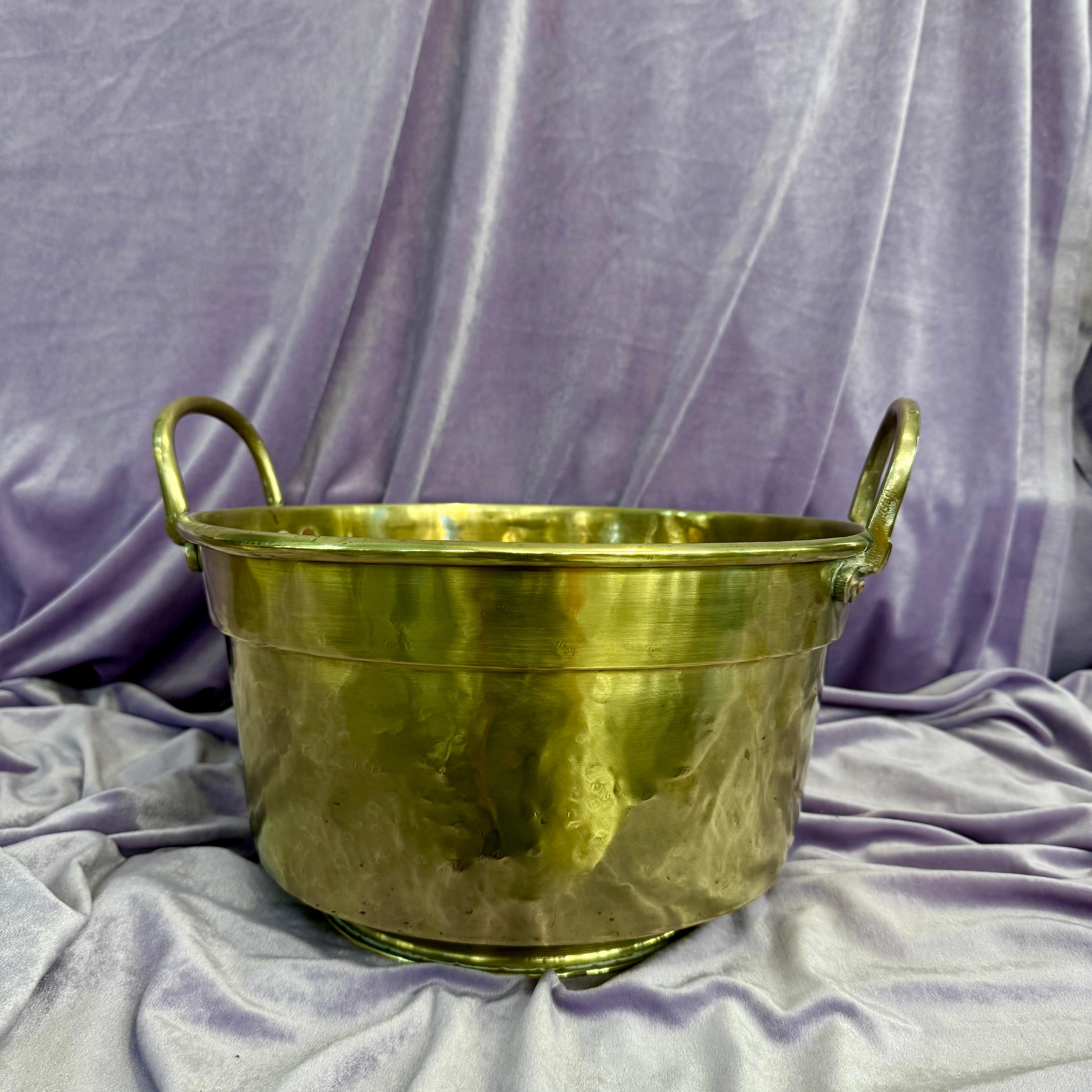 Large Antique Polished Brass Jam Pot