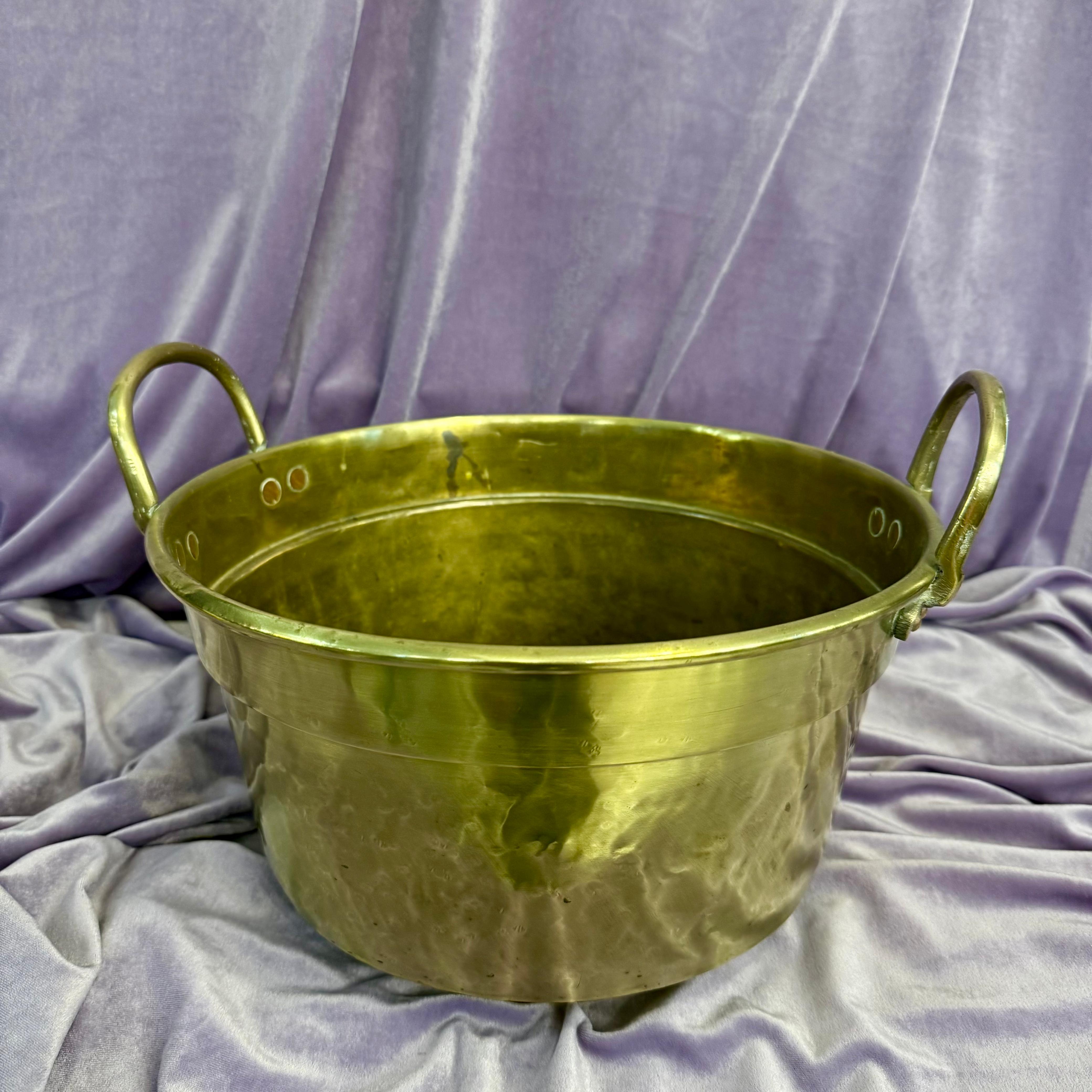 Large Antique Polished Brass Jam Pot