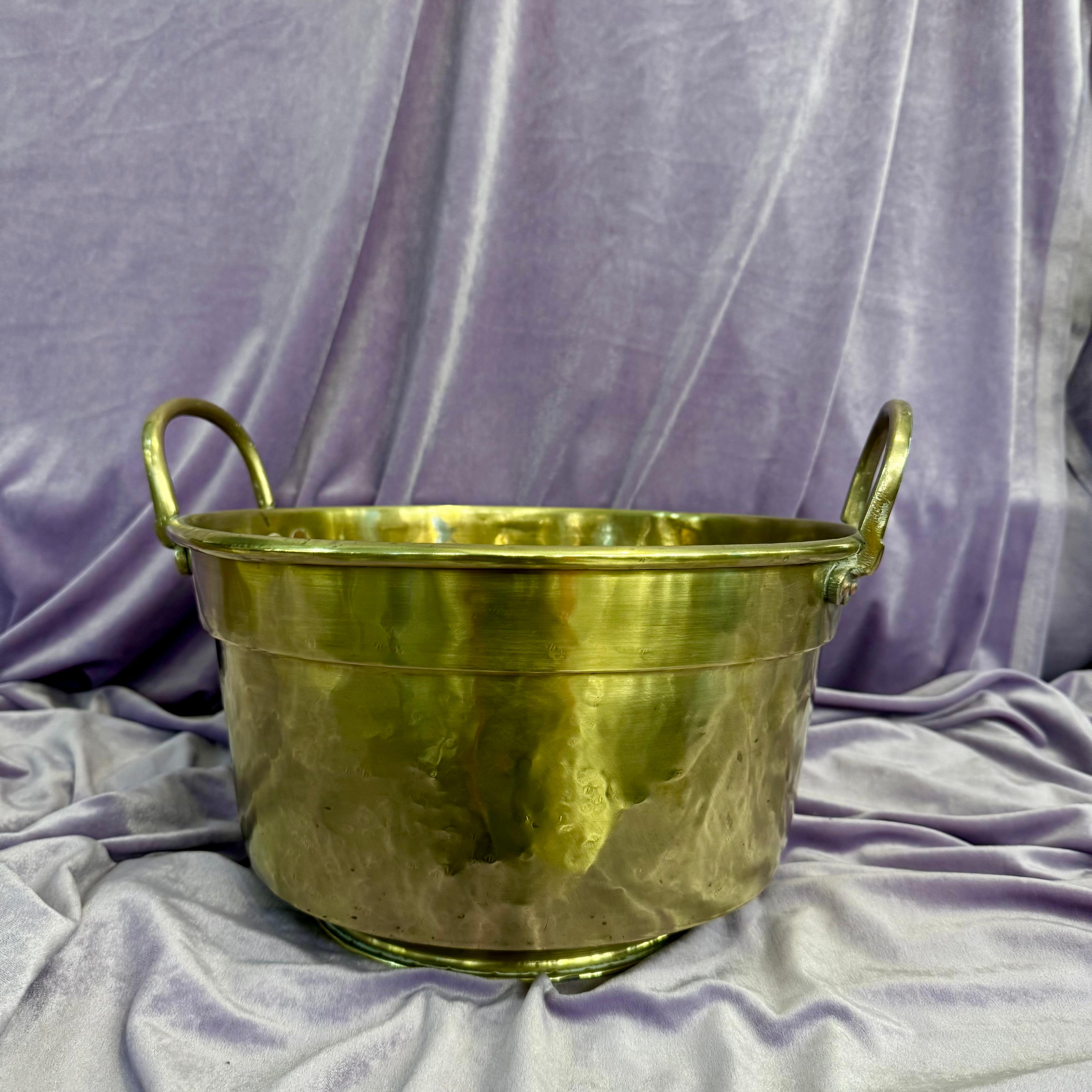 Large Antique Polished Brass Jam Pot