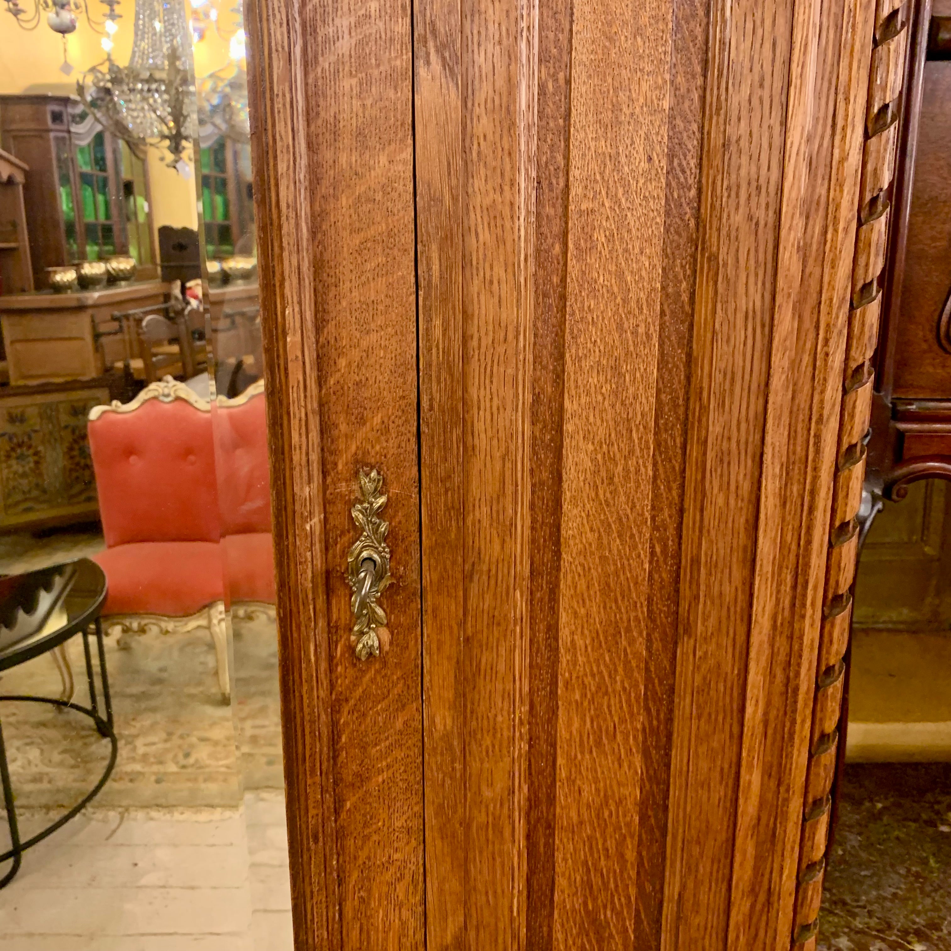 Antique Empire Era Armoire with Mirror Front