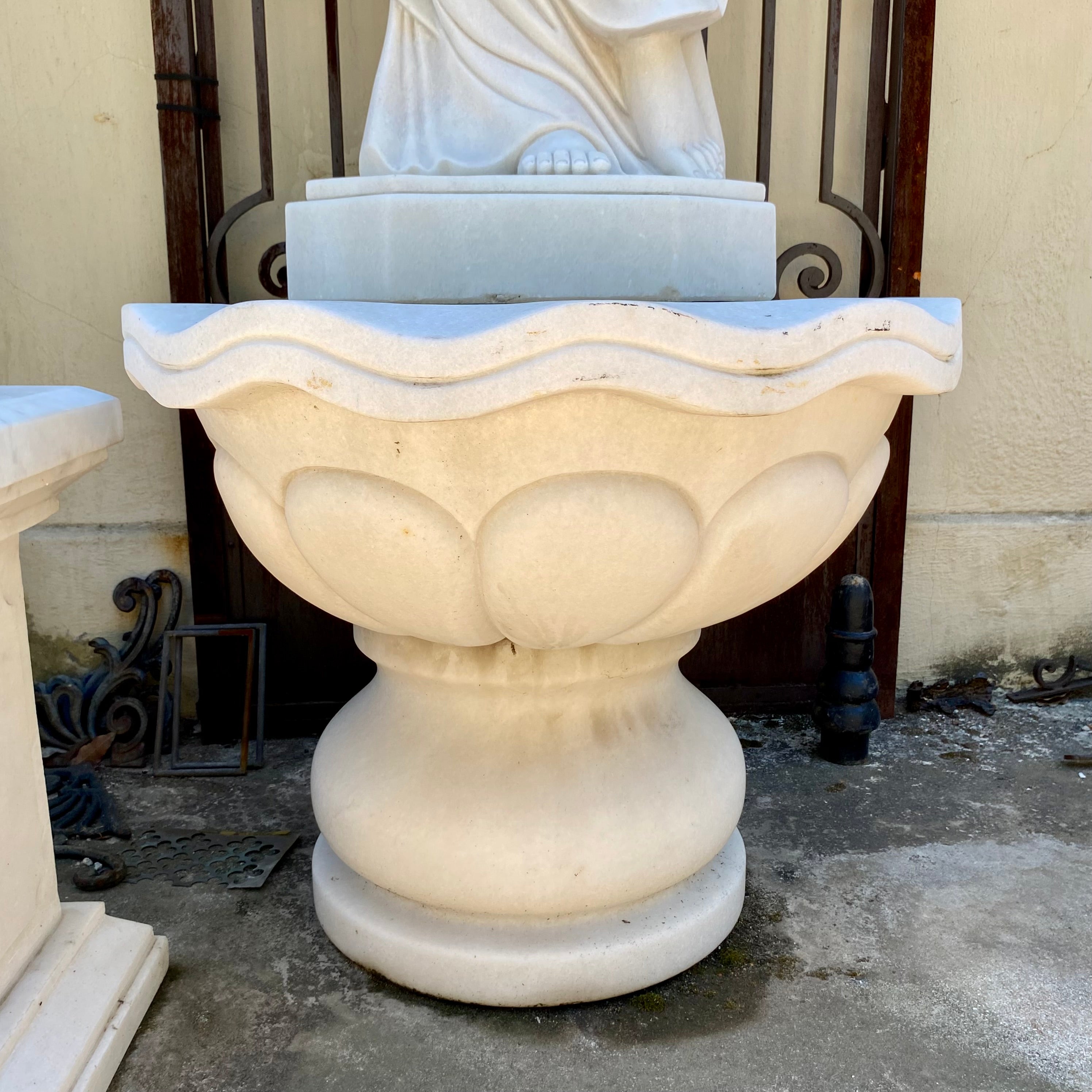 Stunning White Marble Fountain - Lady with Water Jug