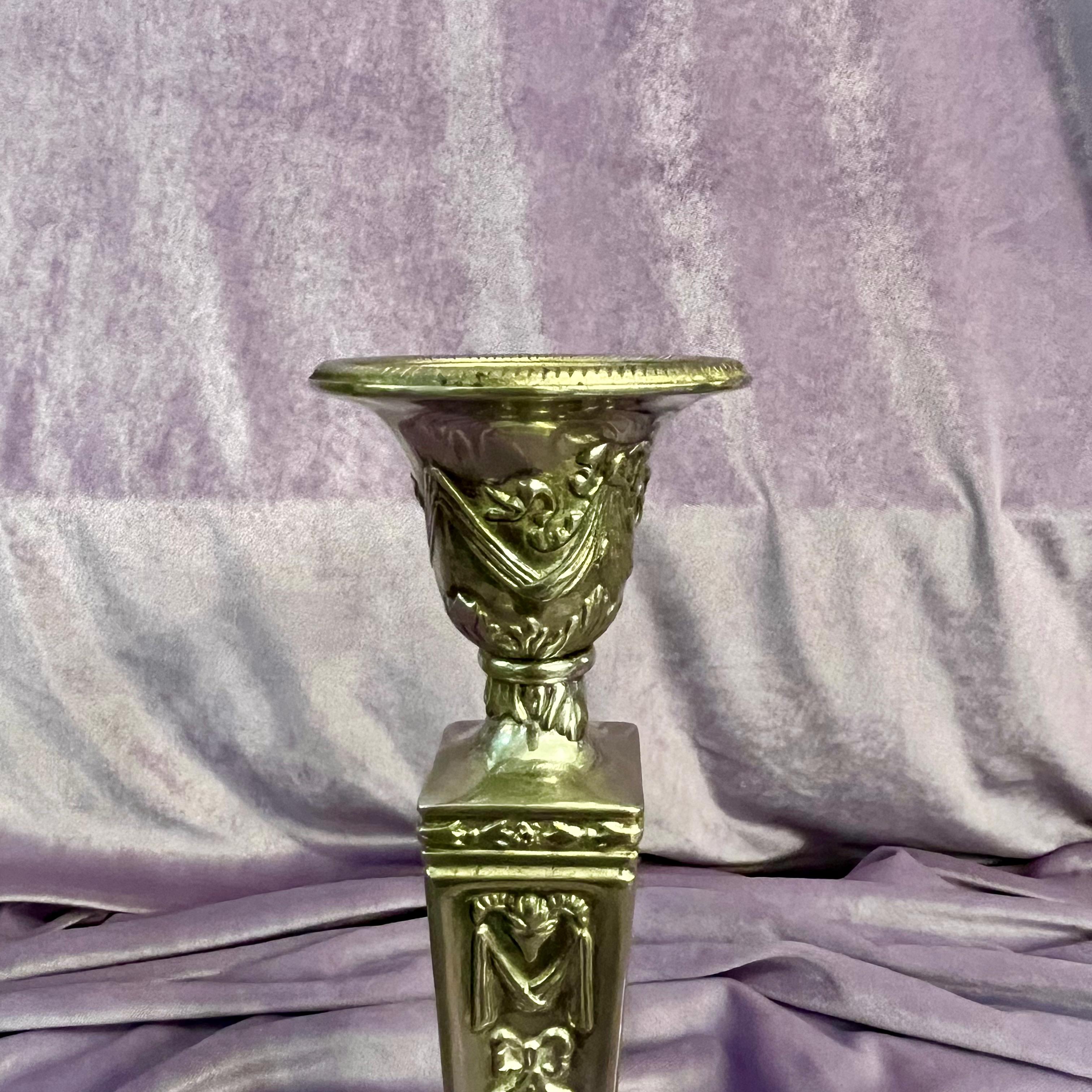 Pretty Pair of Nickel Candelabras