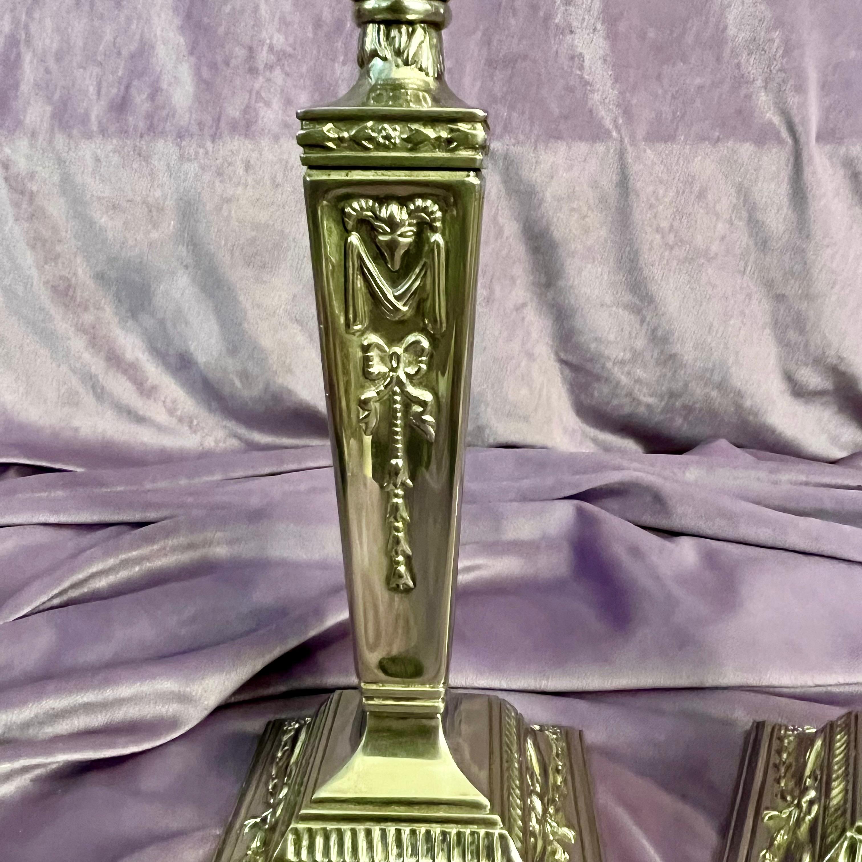 Pretty Pair of Nickel Candelabras