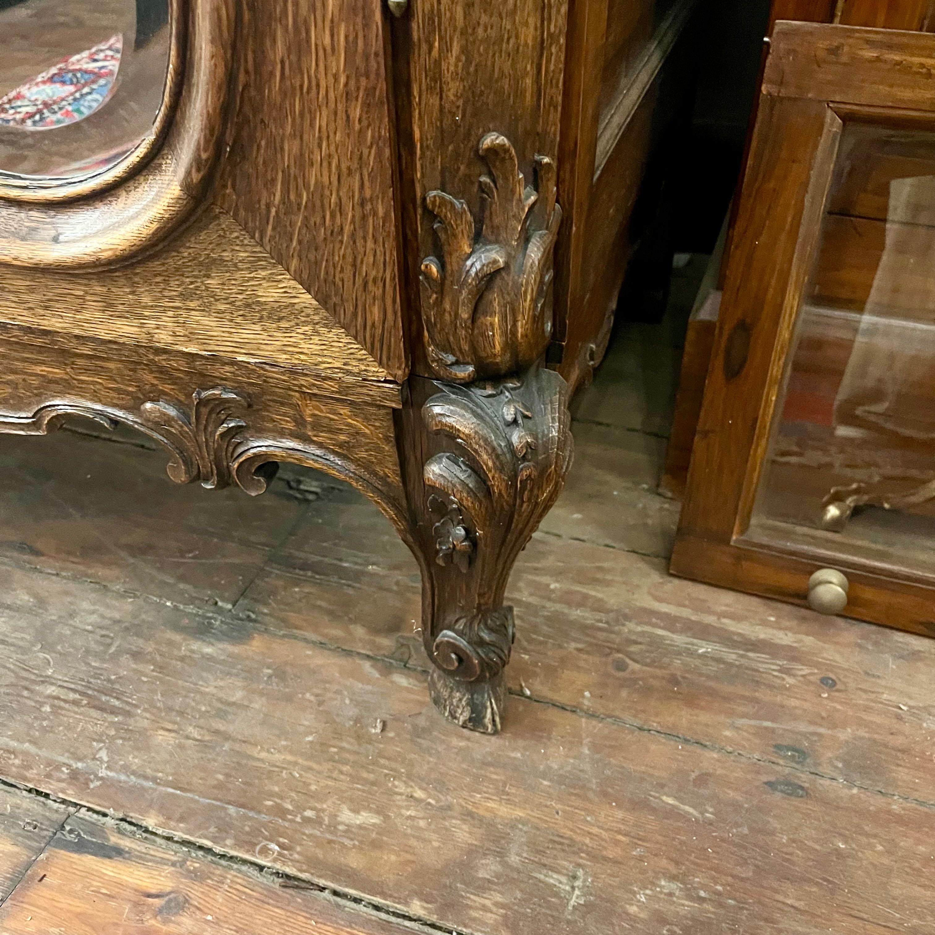 French Oak Mirrored Armoire – Late 19th Century