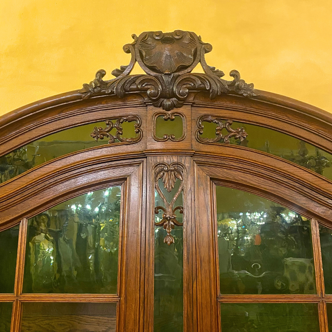 Antique French Oak Display Cabinet