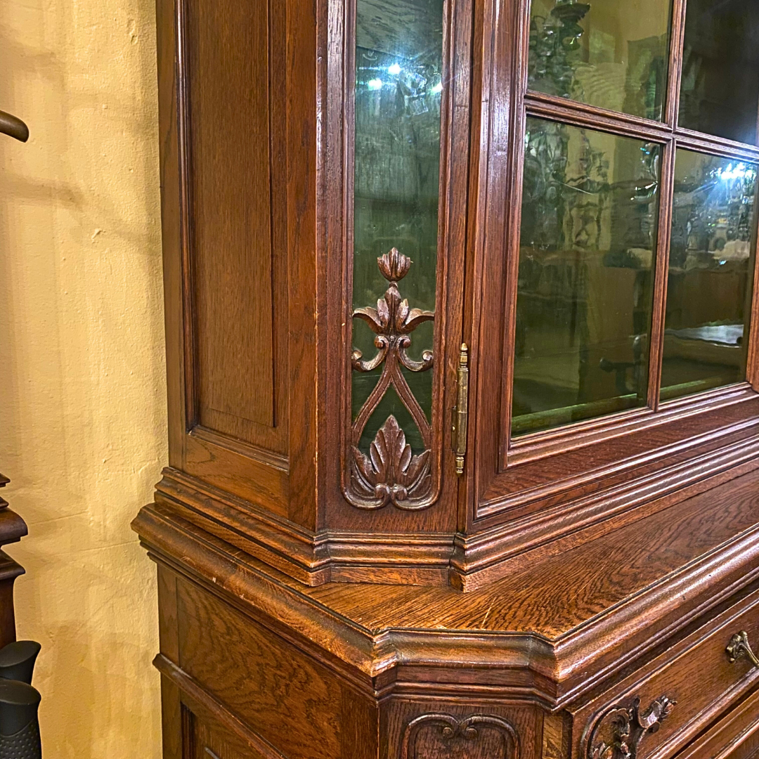 Antique French Oak Display Cabinet