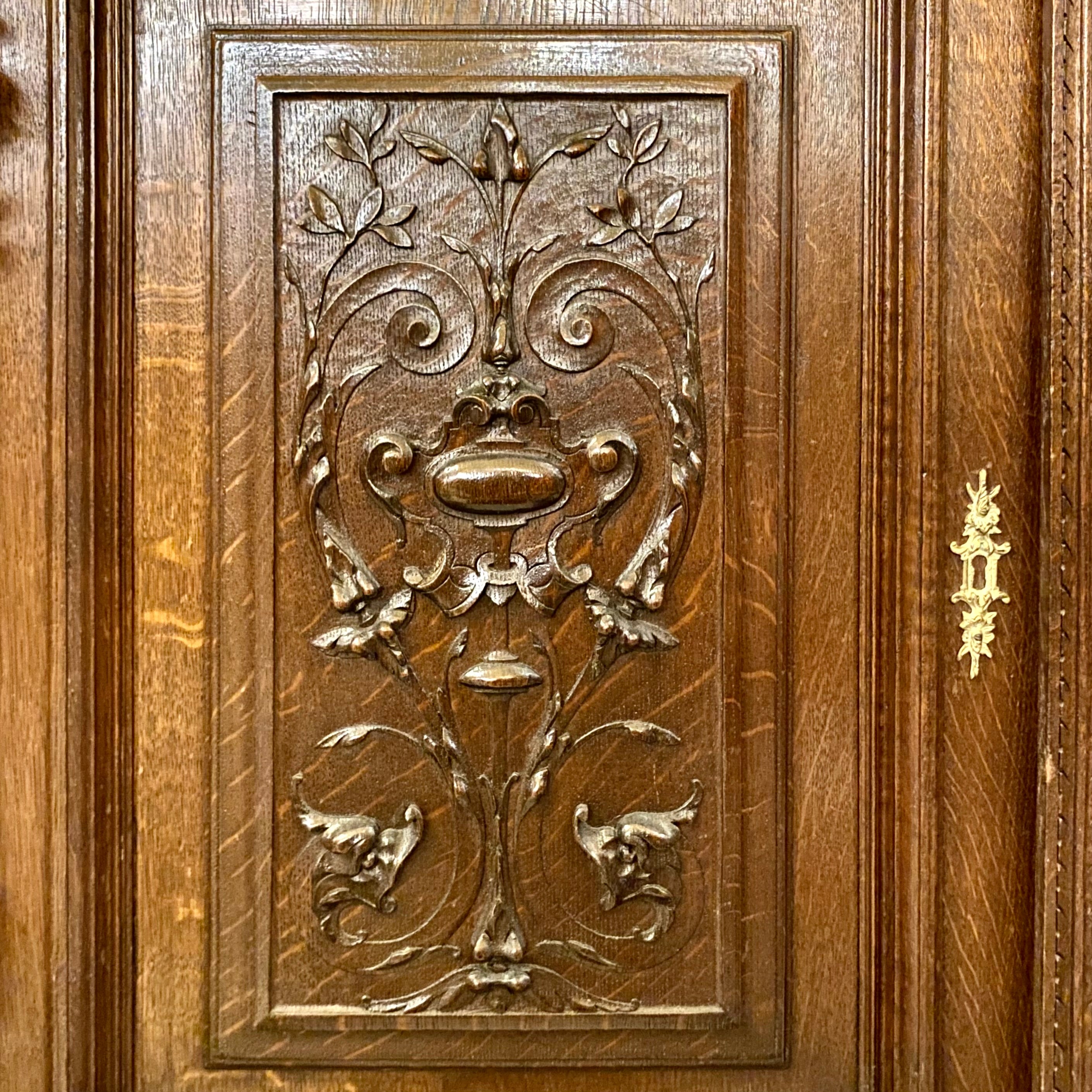 Antique Dark French Oak Cabinets