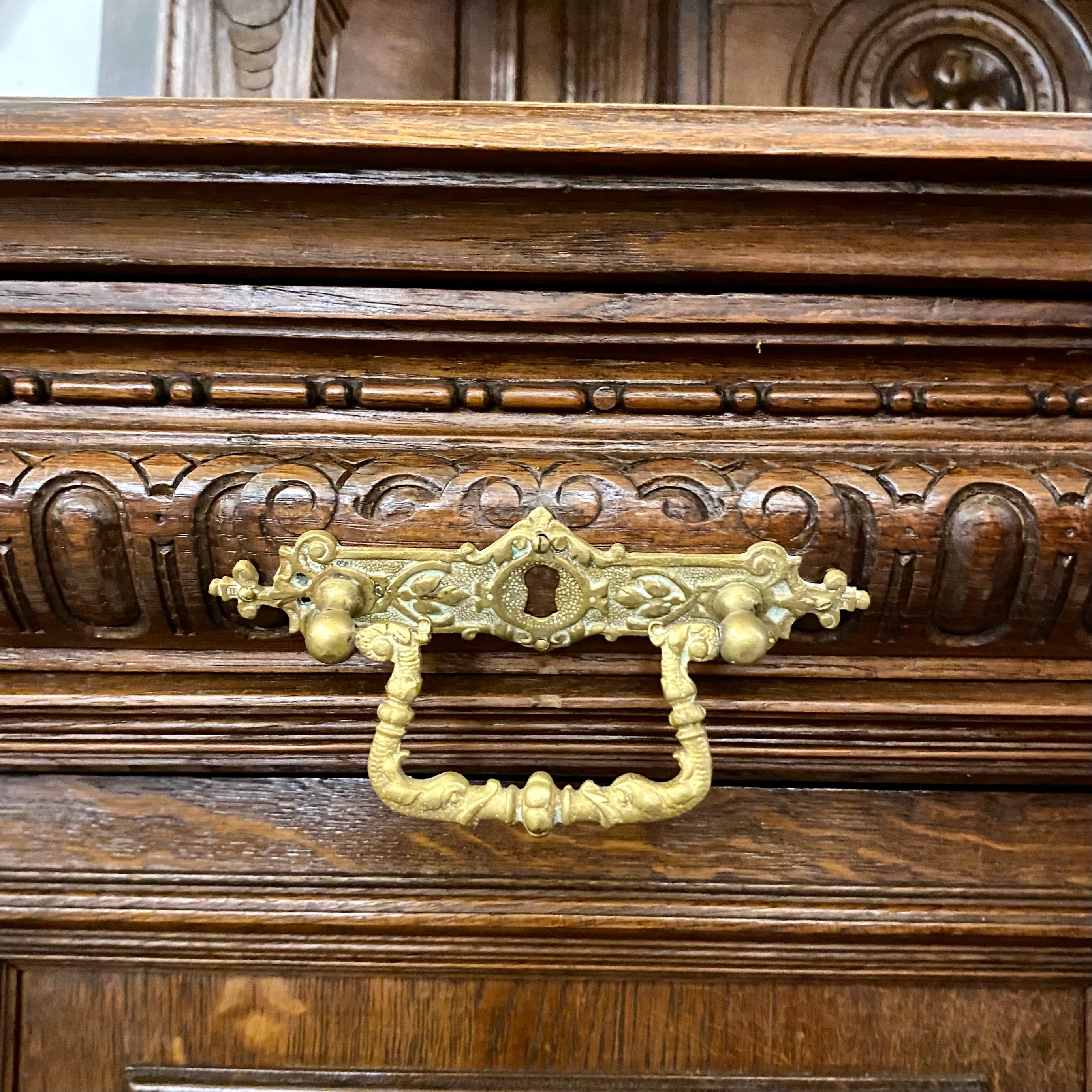 Antique Dark French Oak Cabinets