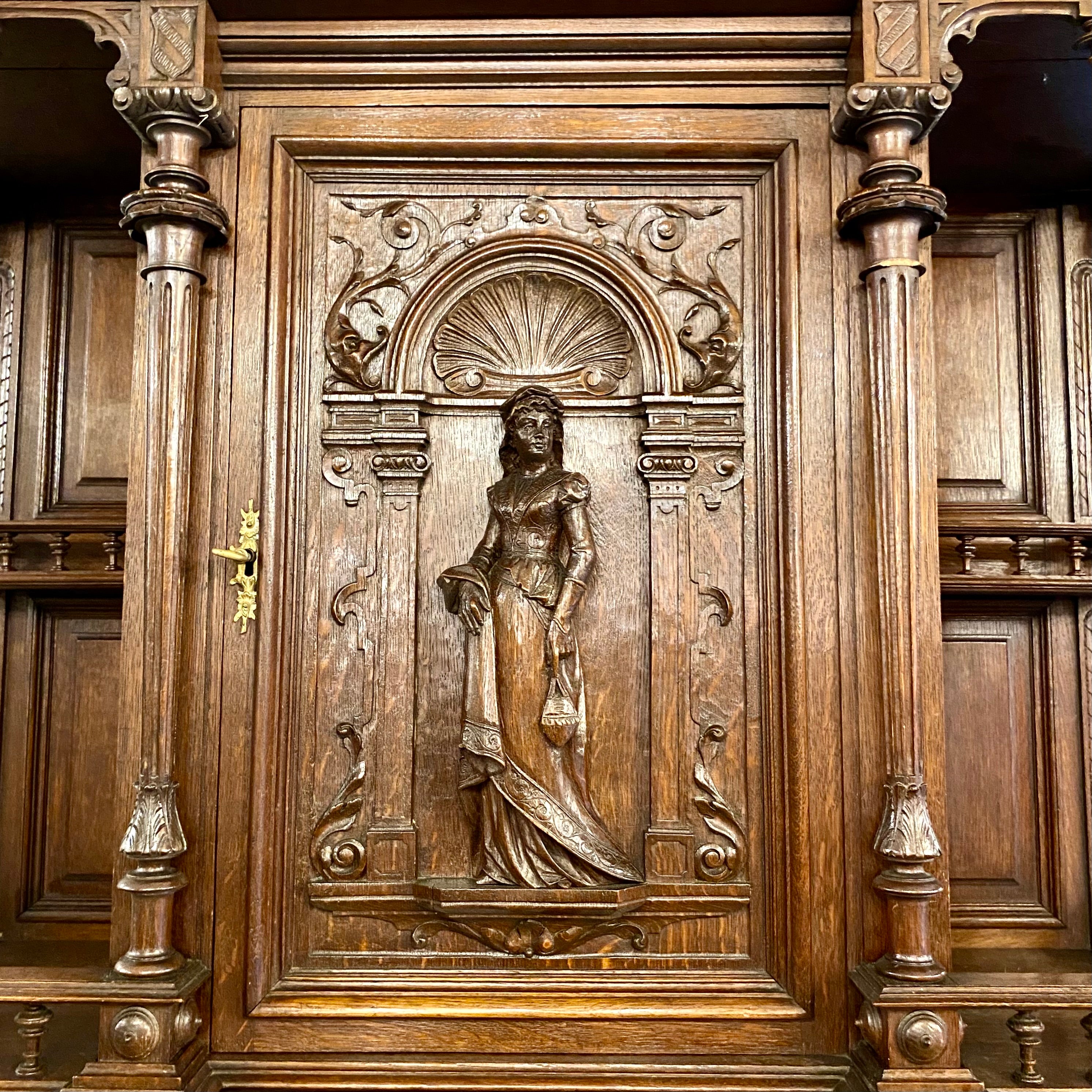 Antique Dark French Oak Cabinets