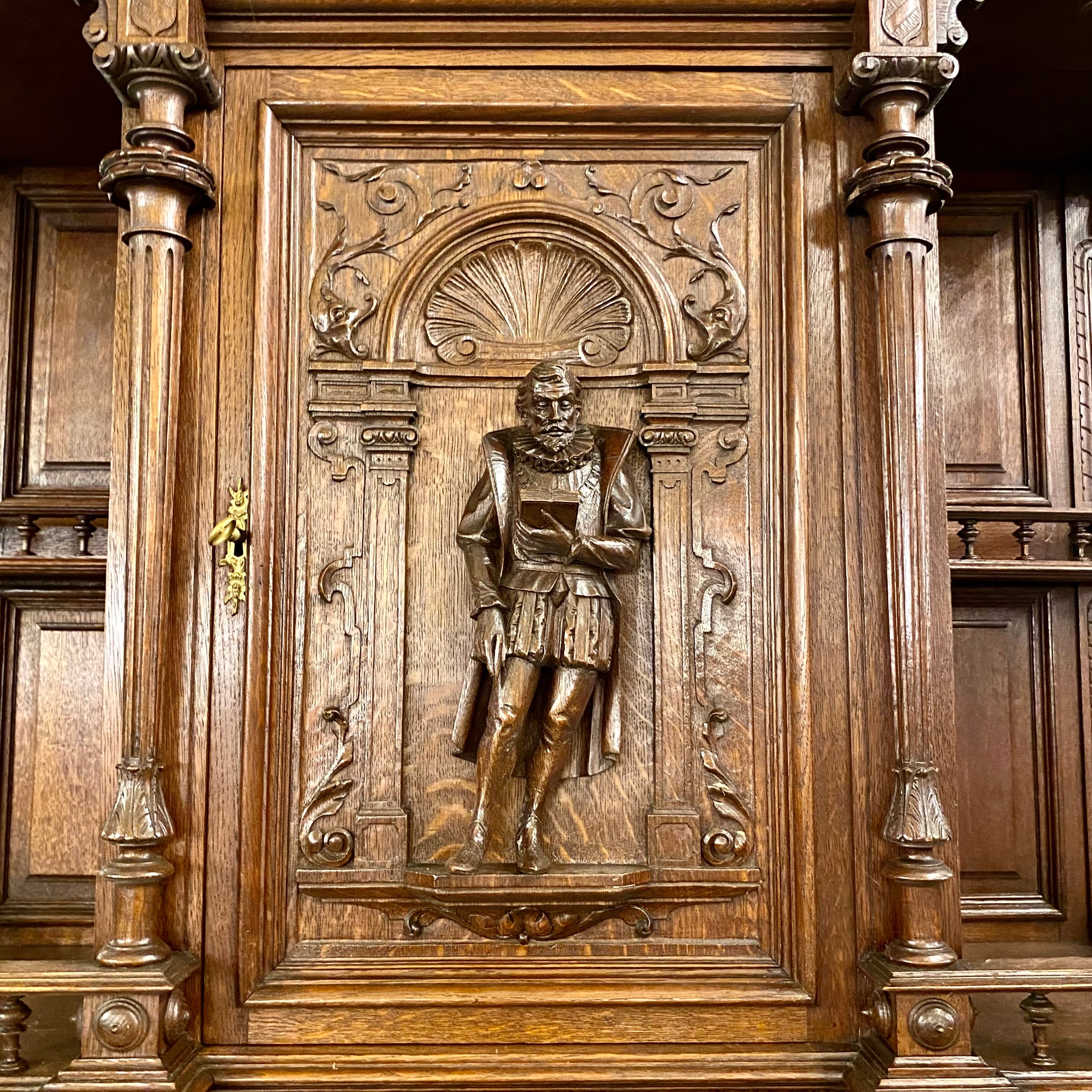 Antique Dark French Oak Cabinets