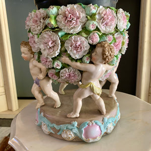 Vintage Porcelain Cherub Jardiniere