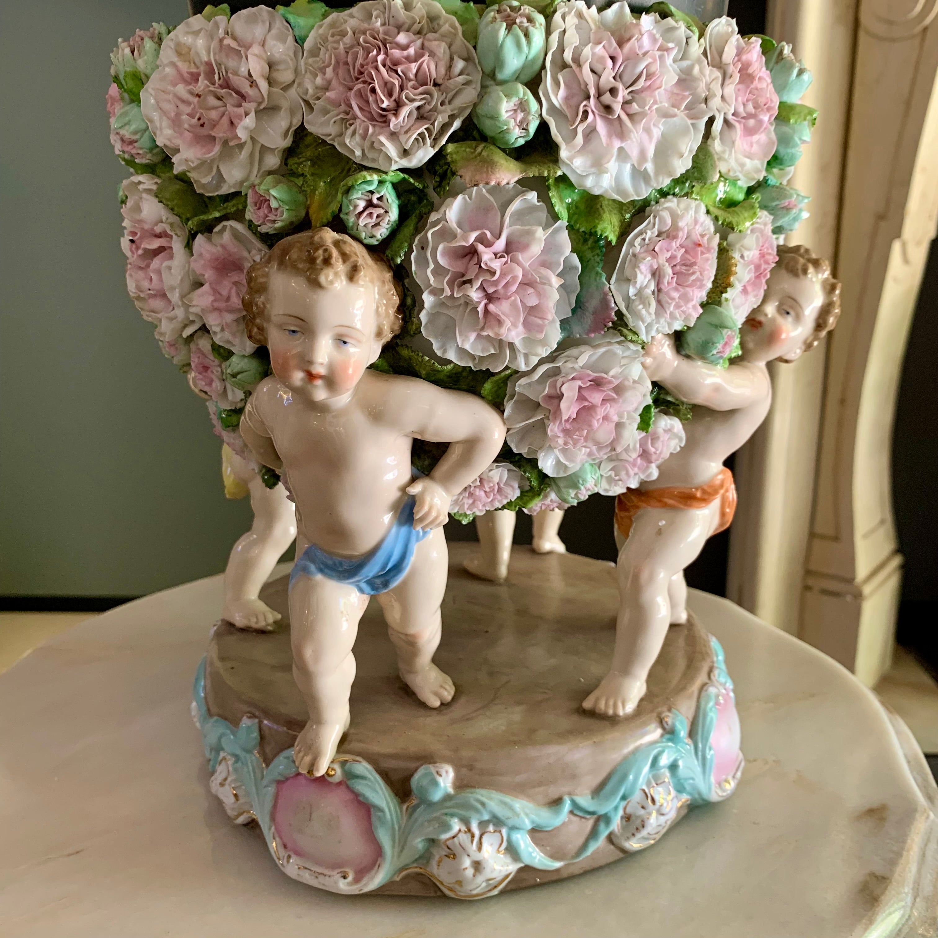 Vintage Porcelain Cherub Jardiniere