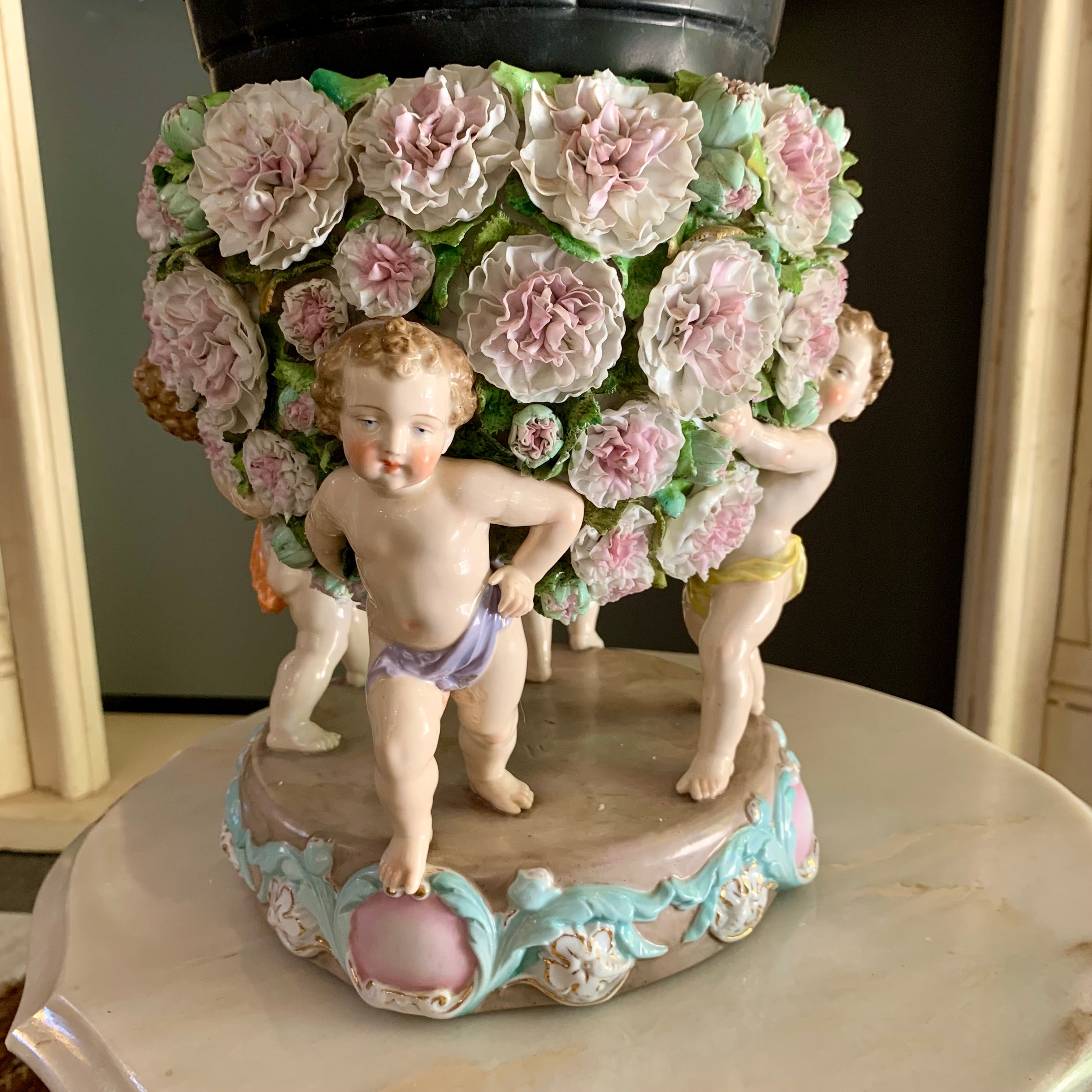 Vintage Porcelain Cherub Jardiniere