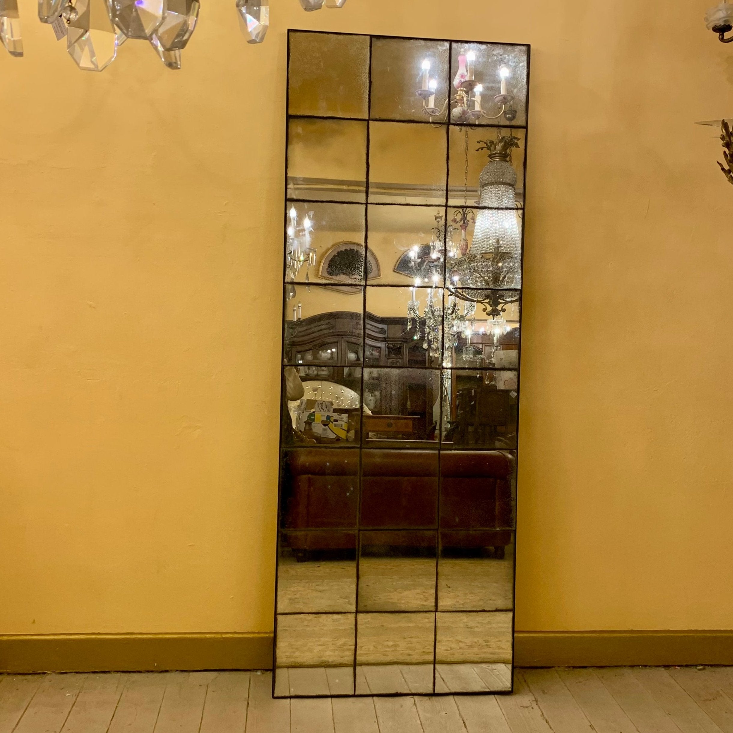 Beautiful Aged Paneled Ballroom Mirror