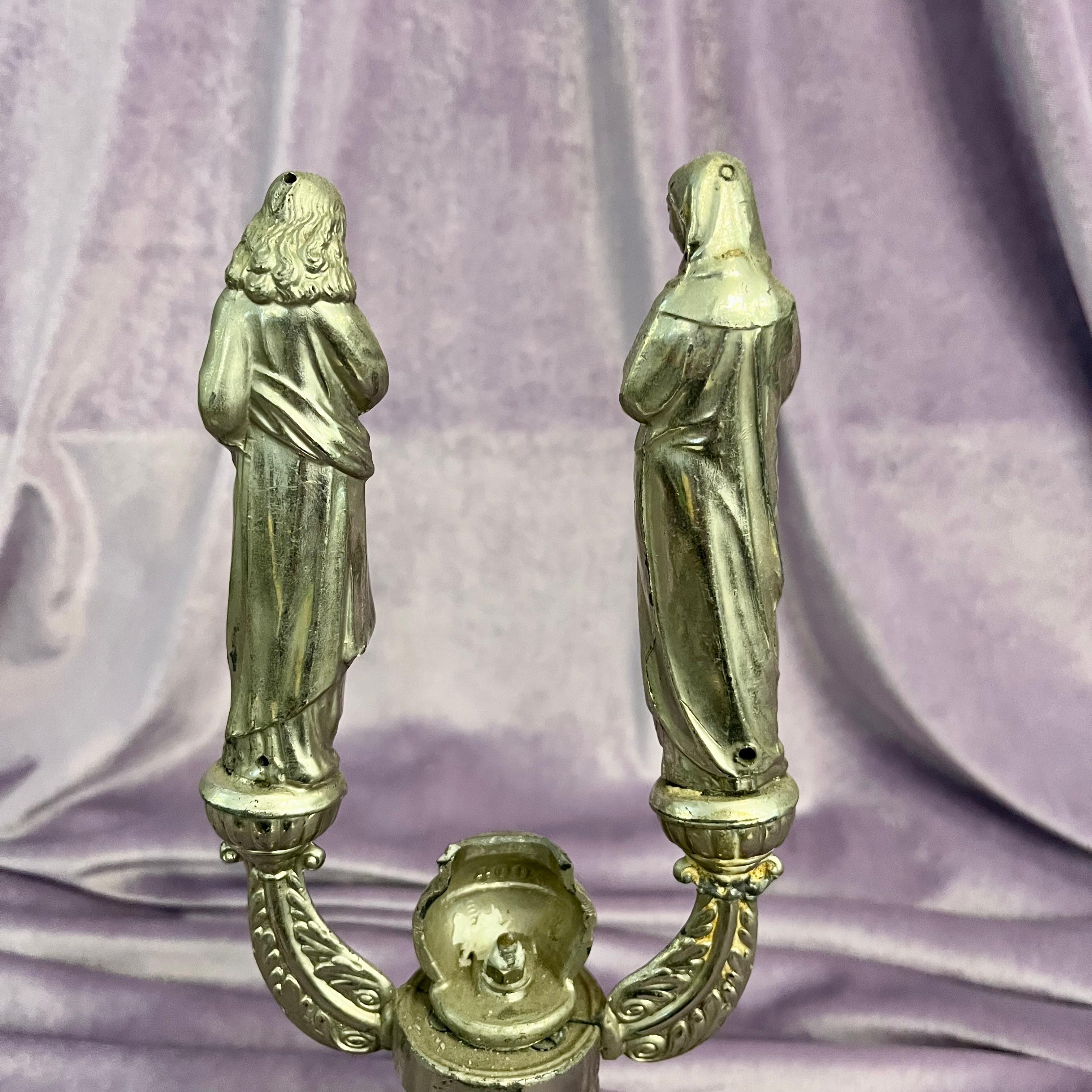 Nickel Plated Religious Icon Candelabra