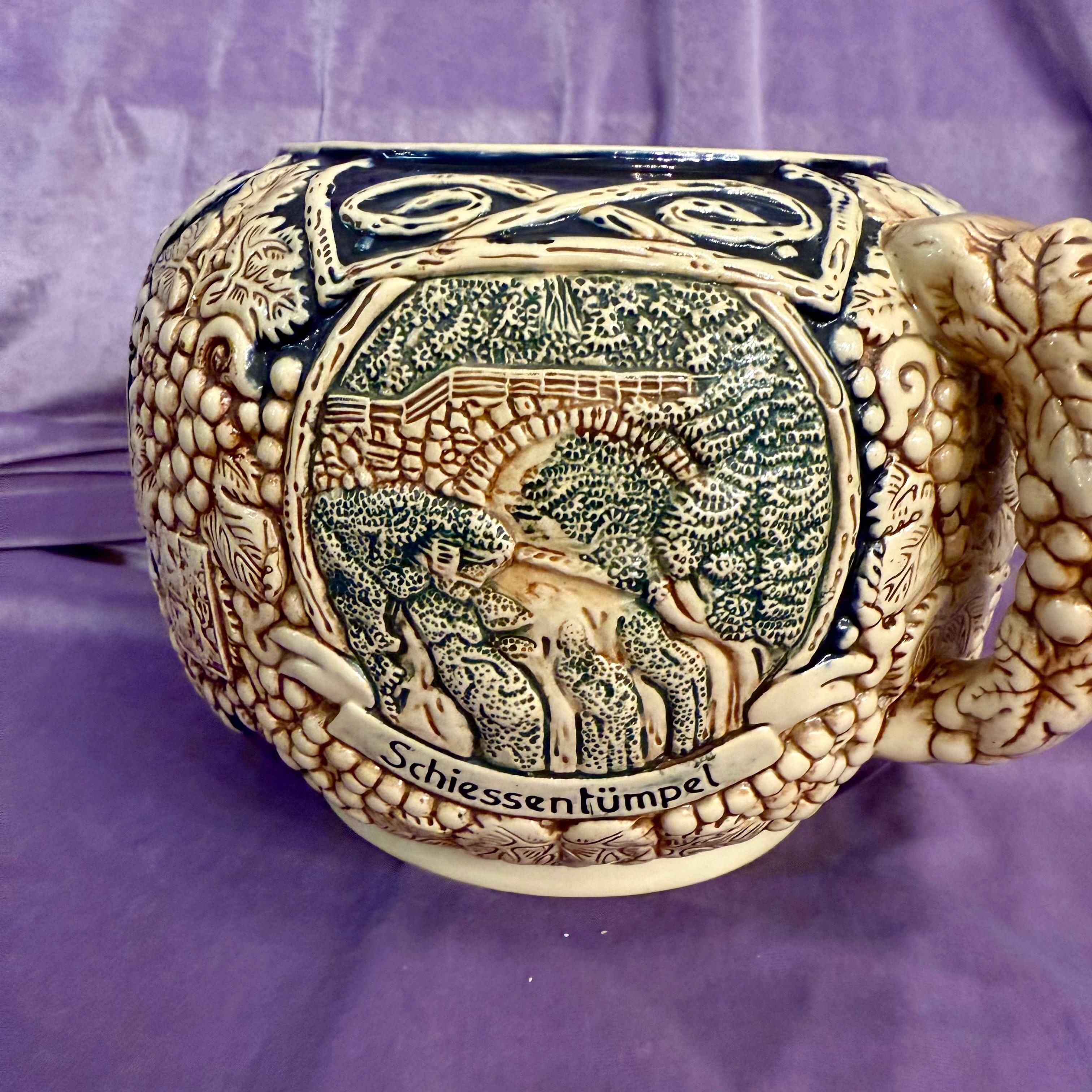 German Stoneware Lidded Beer Stein from Echternach