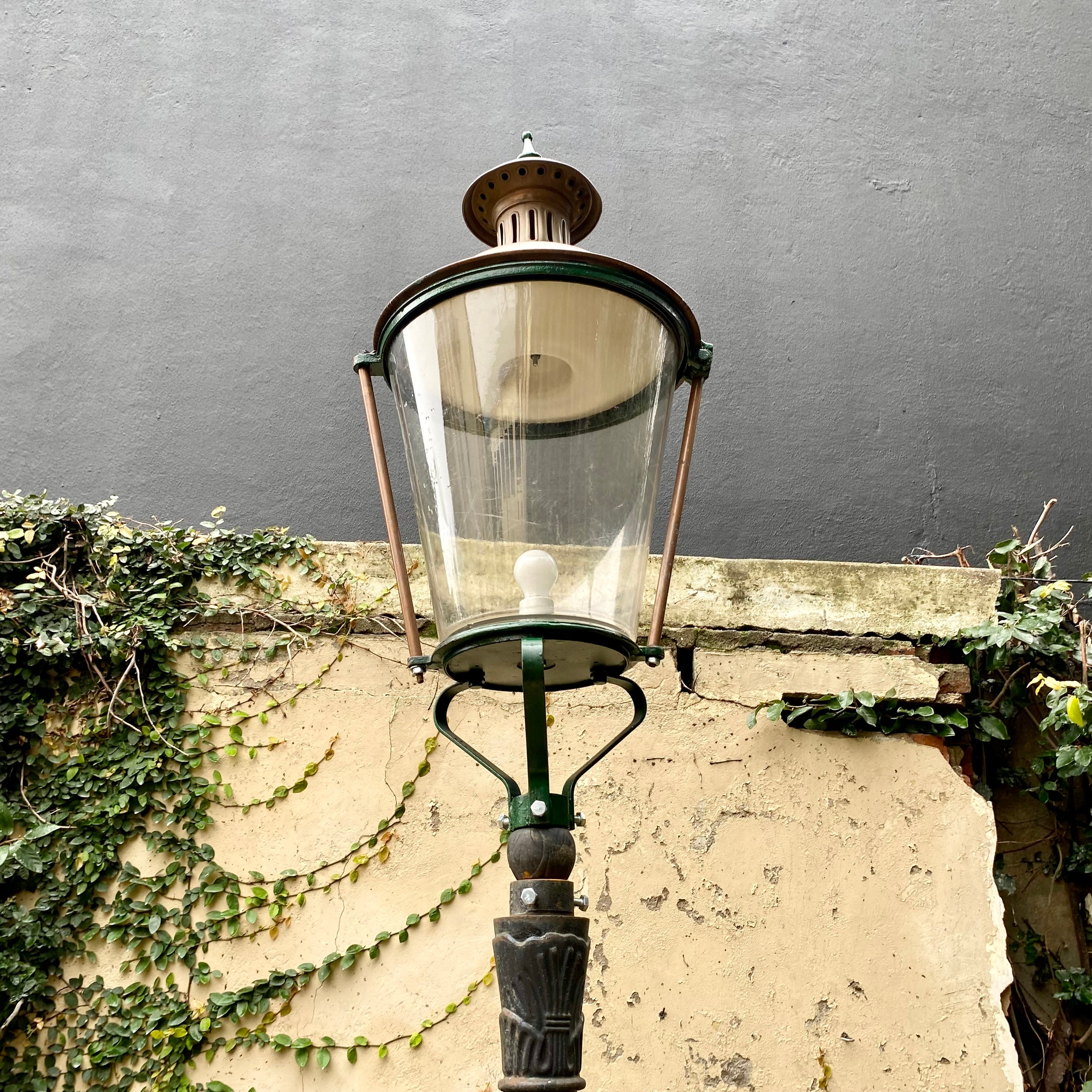 Vintage Steel & Perspex Lamp with Cast Iron Base