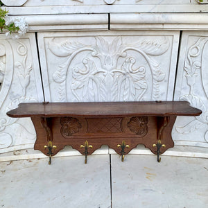 Small French Oak Wall Coat Rack