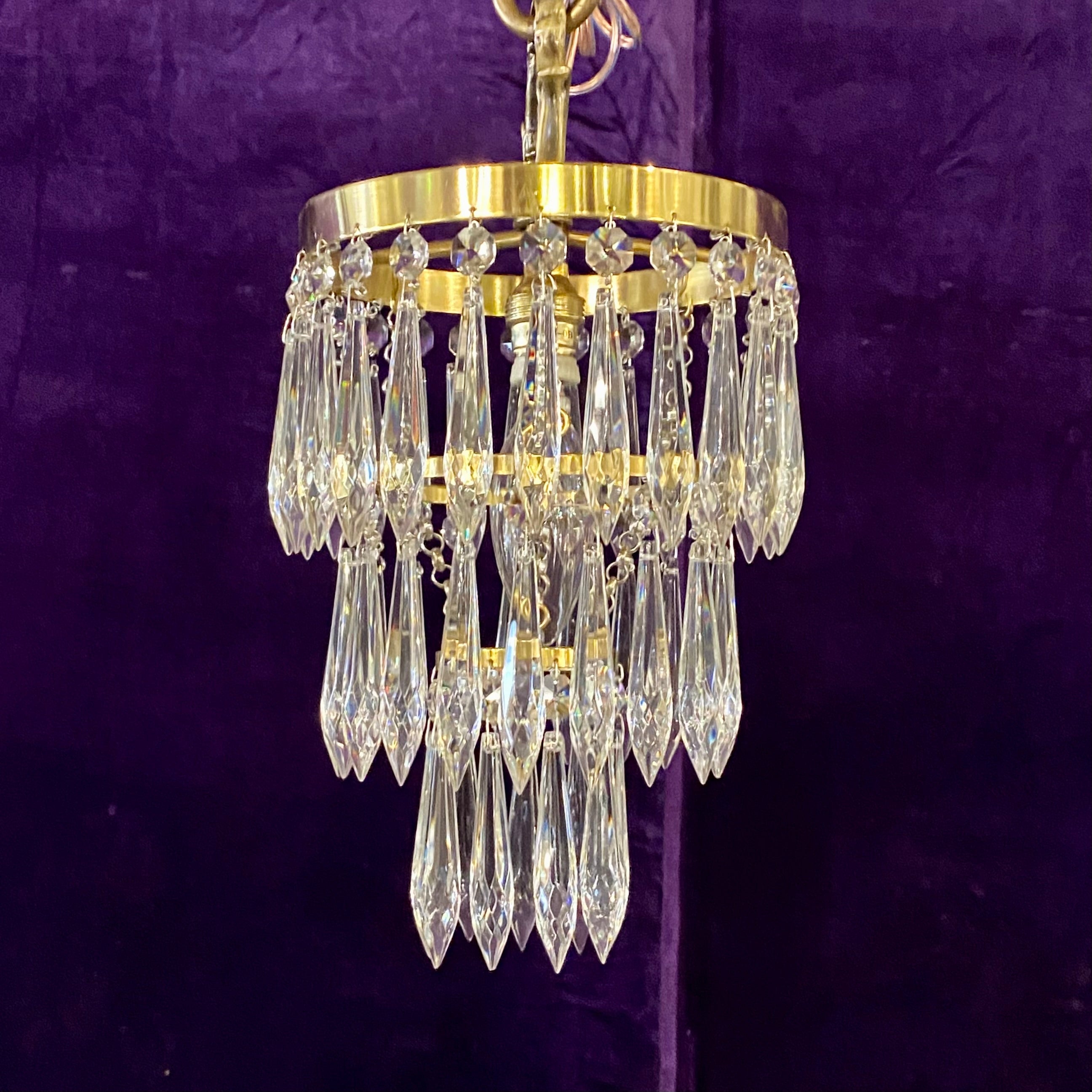 Small Polished Brass Waterfall Chandelier