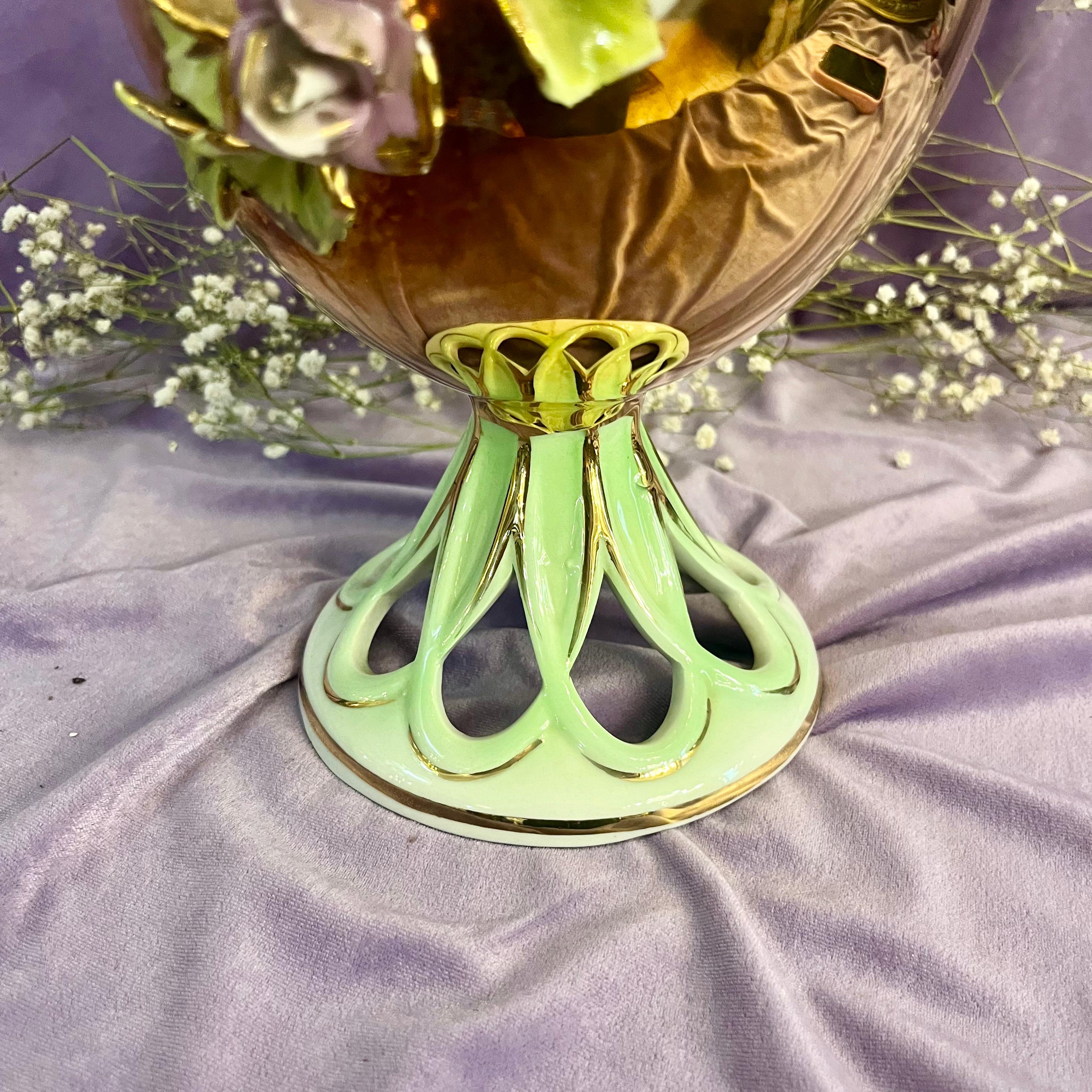 Capodimonte Gilt Vase with Porcelain Roses