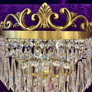 Pair of Brass and Crystal Waterfall Sconces