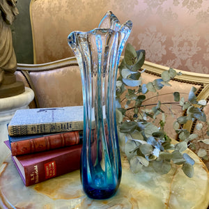 Clear and Blue Ombre Murano Vase