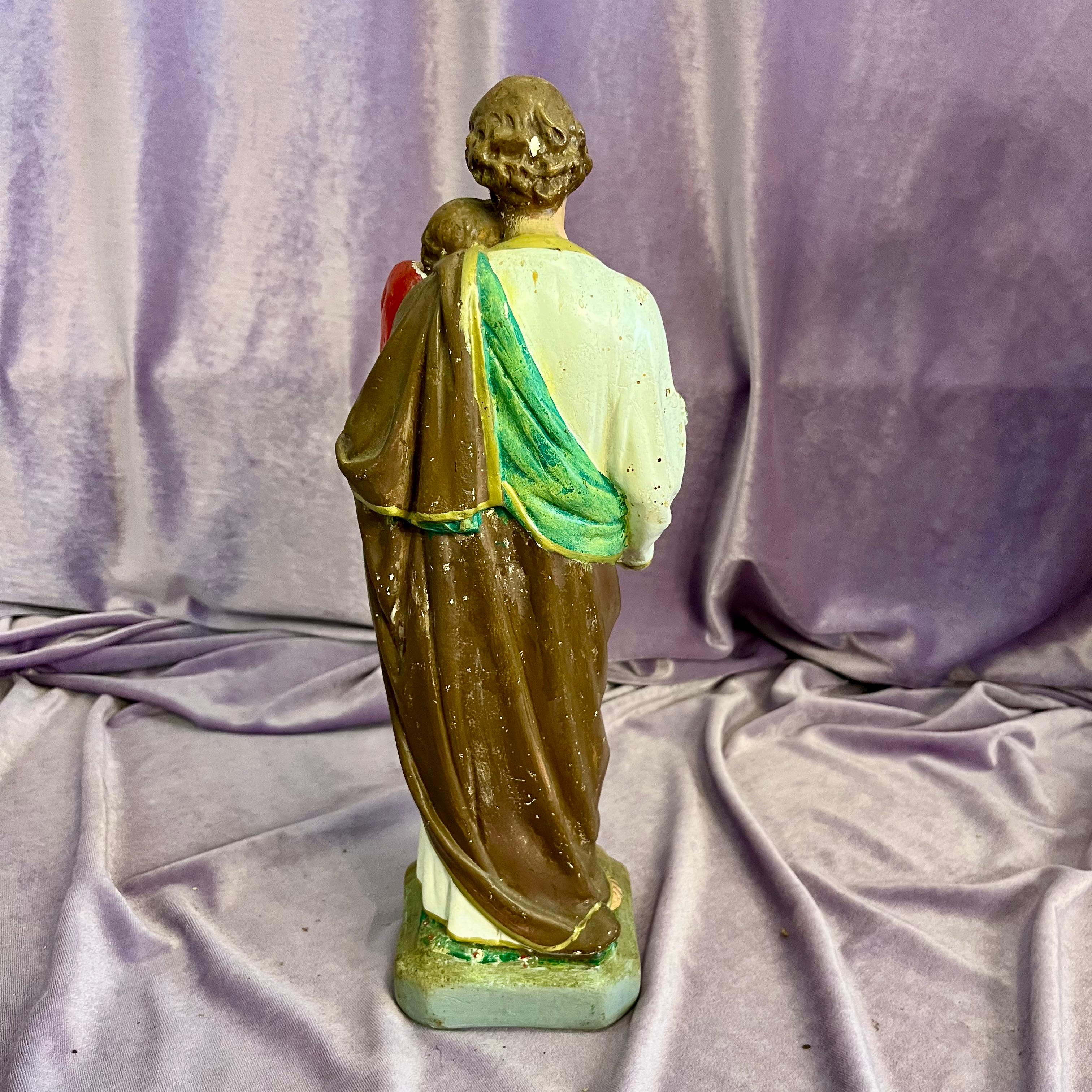Painted Religious Statue – St. Joseph & Child