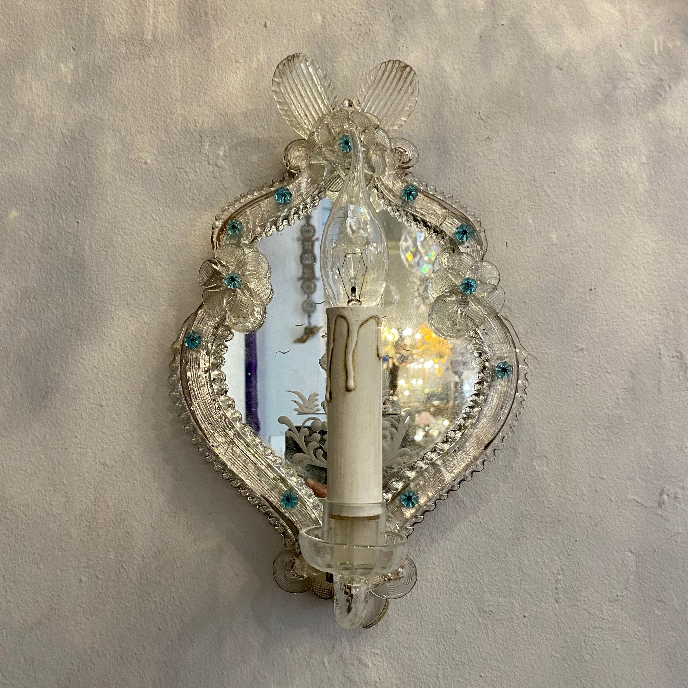 Antique Mirrored Murano Wall Sconce - SOLD