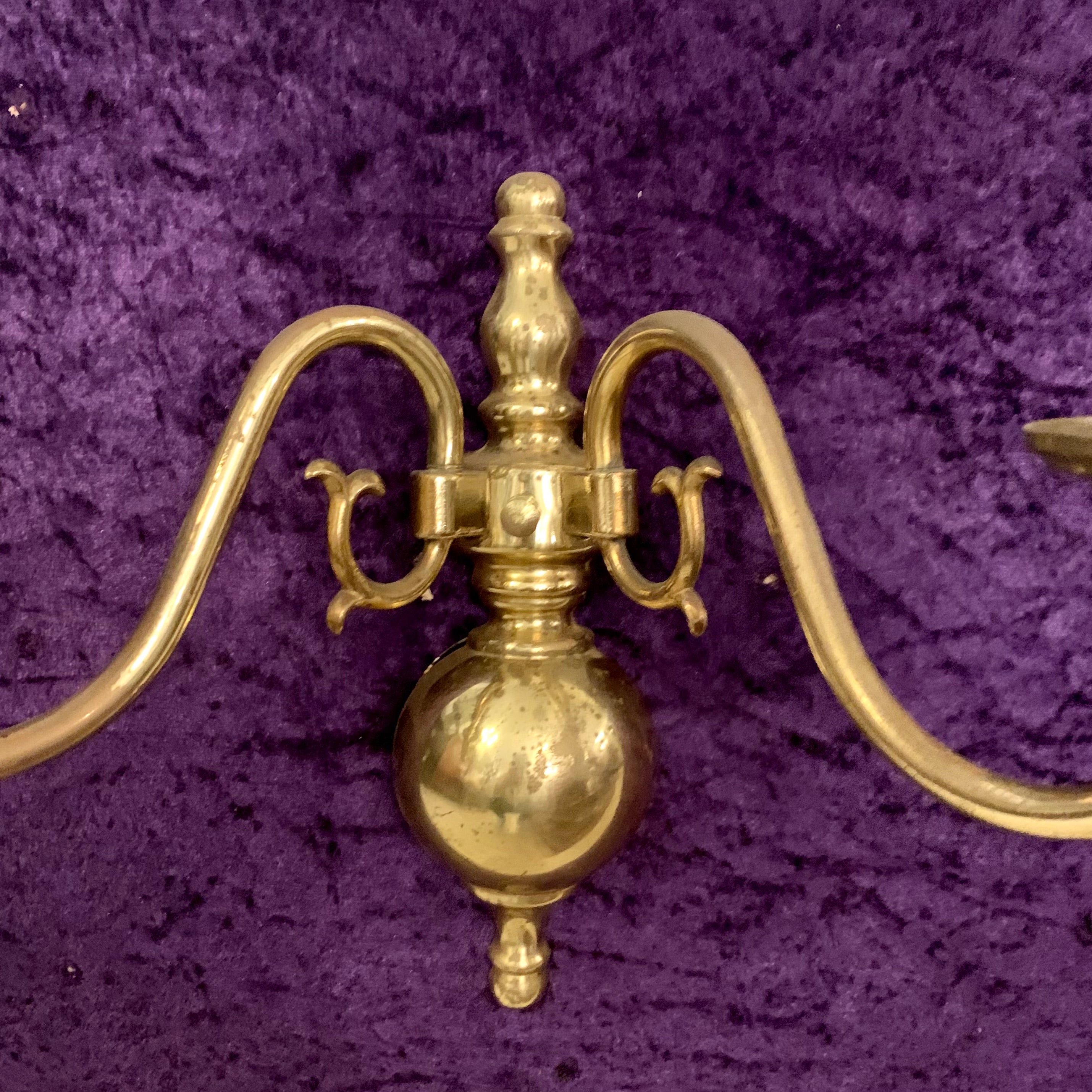 Pair of Ornate Brass Flemish Wall Sconces - SOLD