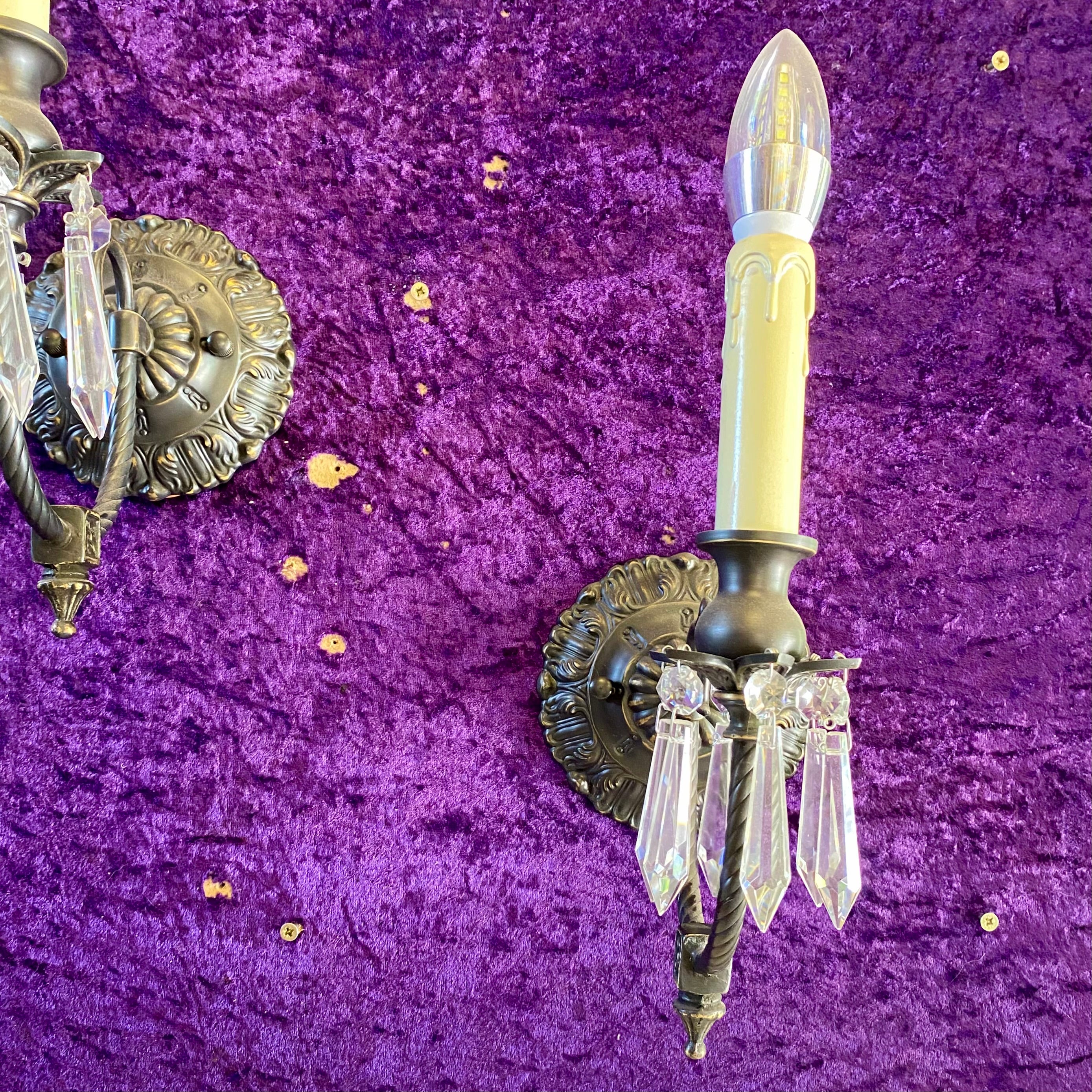 Brass Wall Sconce with Spear Crystals