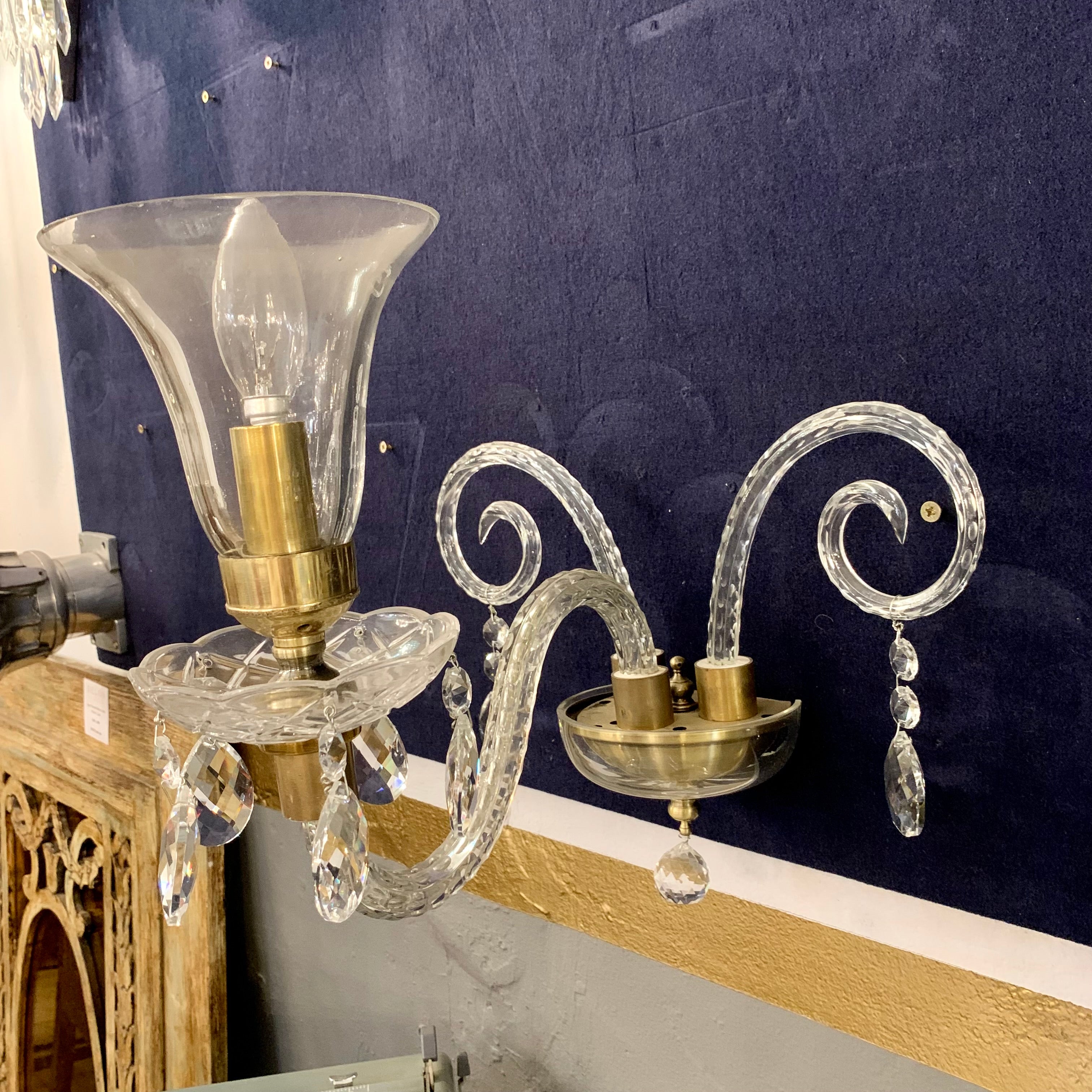 A Pair of Trumpet Glass Sconces - SOLD