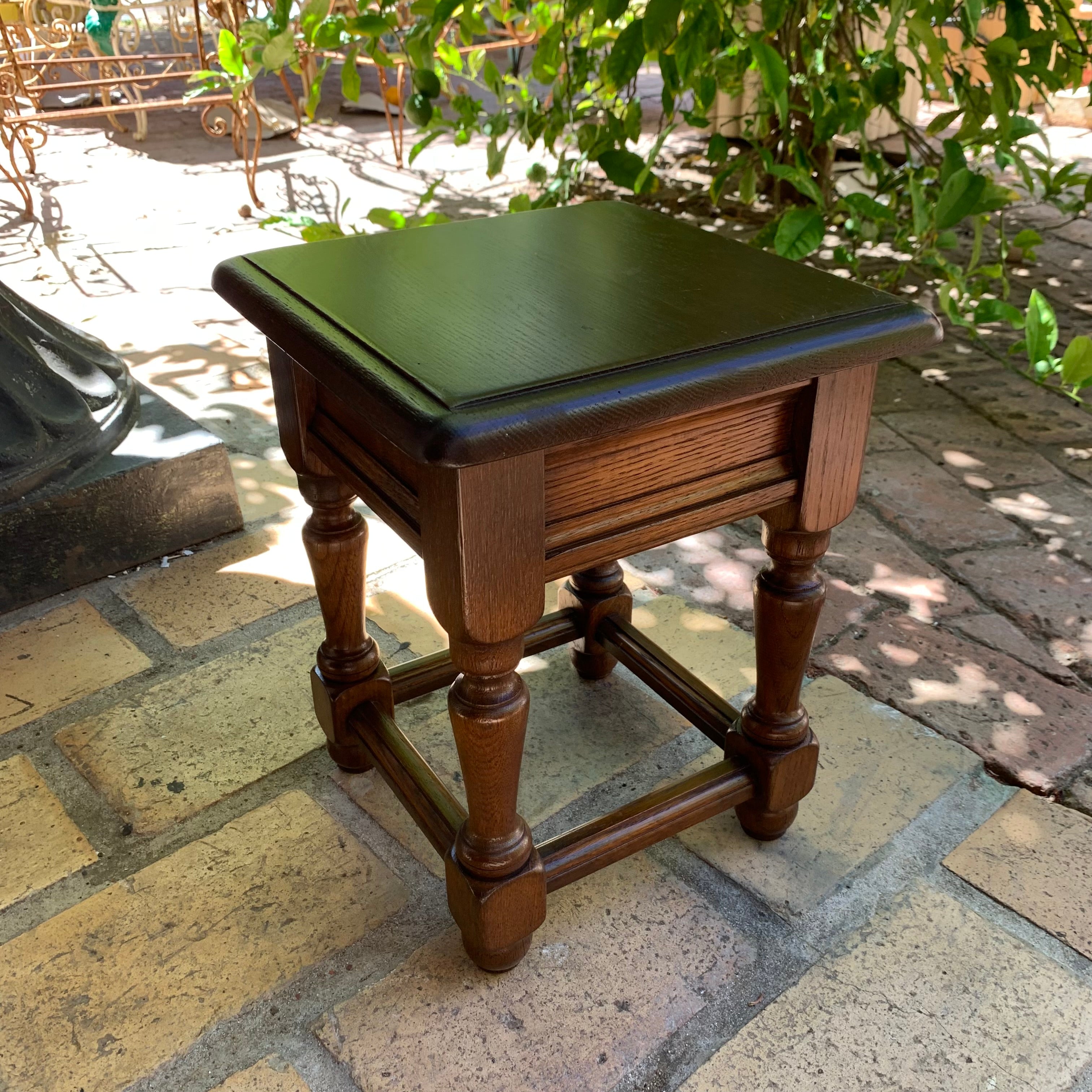 Antique Carved Oak Stool