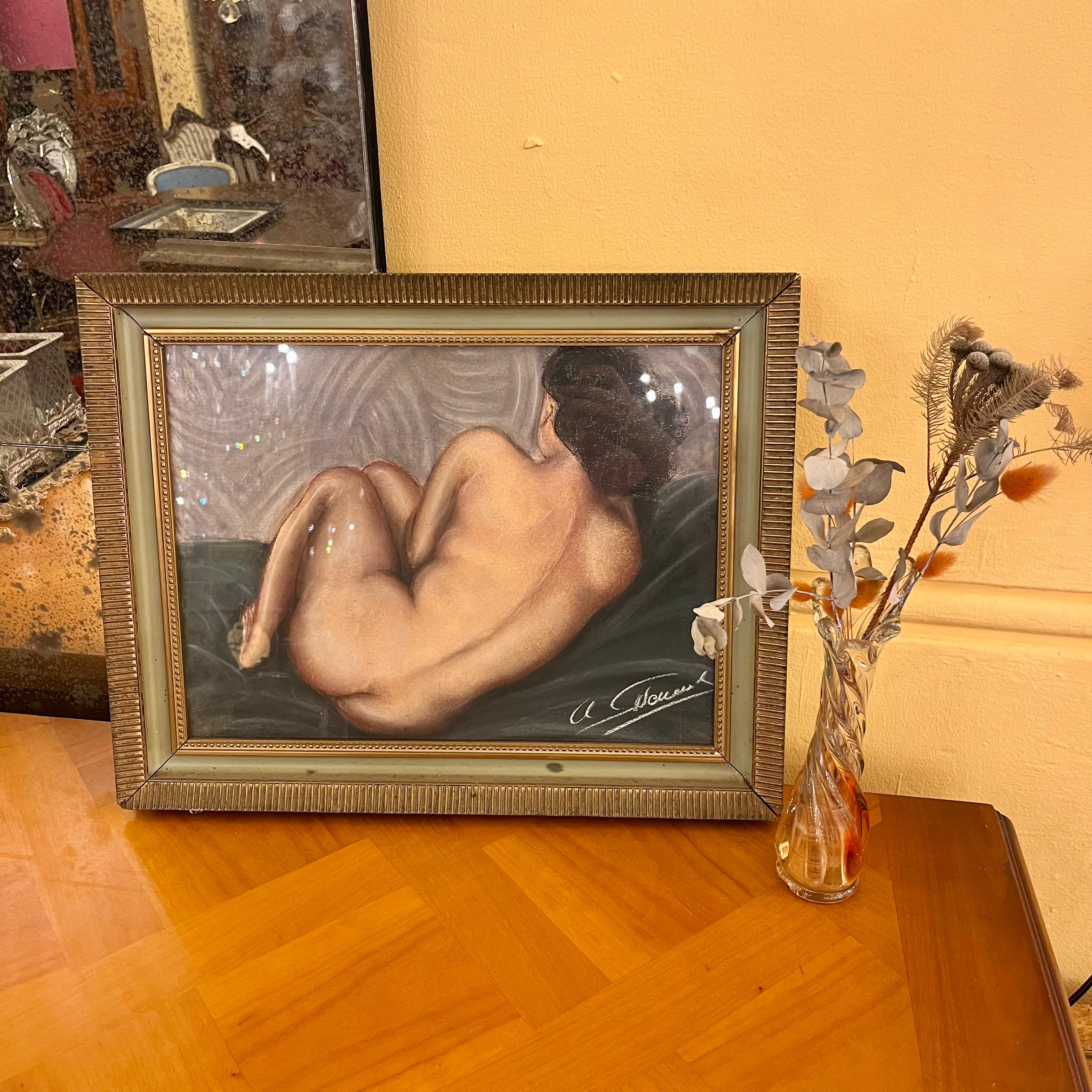Antique Paint in Enamel and Gilt Frame