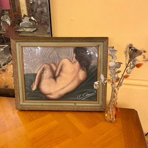 Antique Paint in Enamel and Gilt Frame