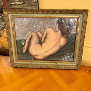 Antique Paint in Enamel and Gilt Frame