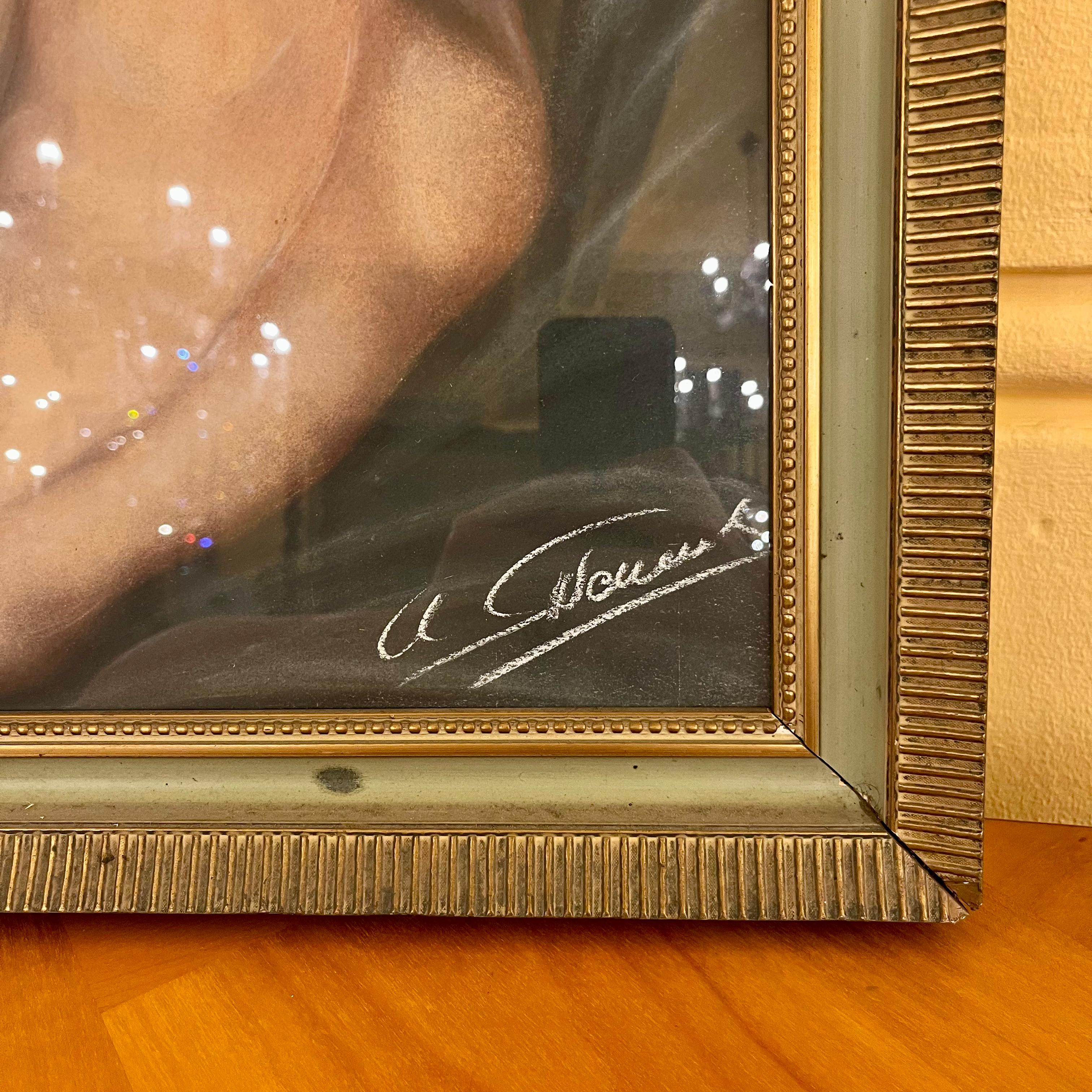 Antique Paint in Enamel and Gilt Frame
