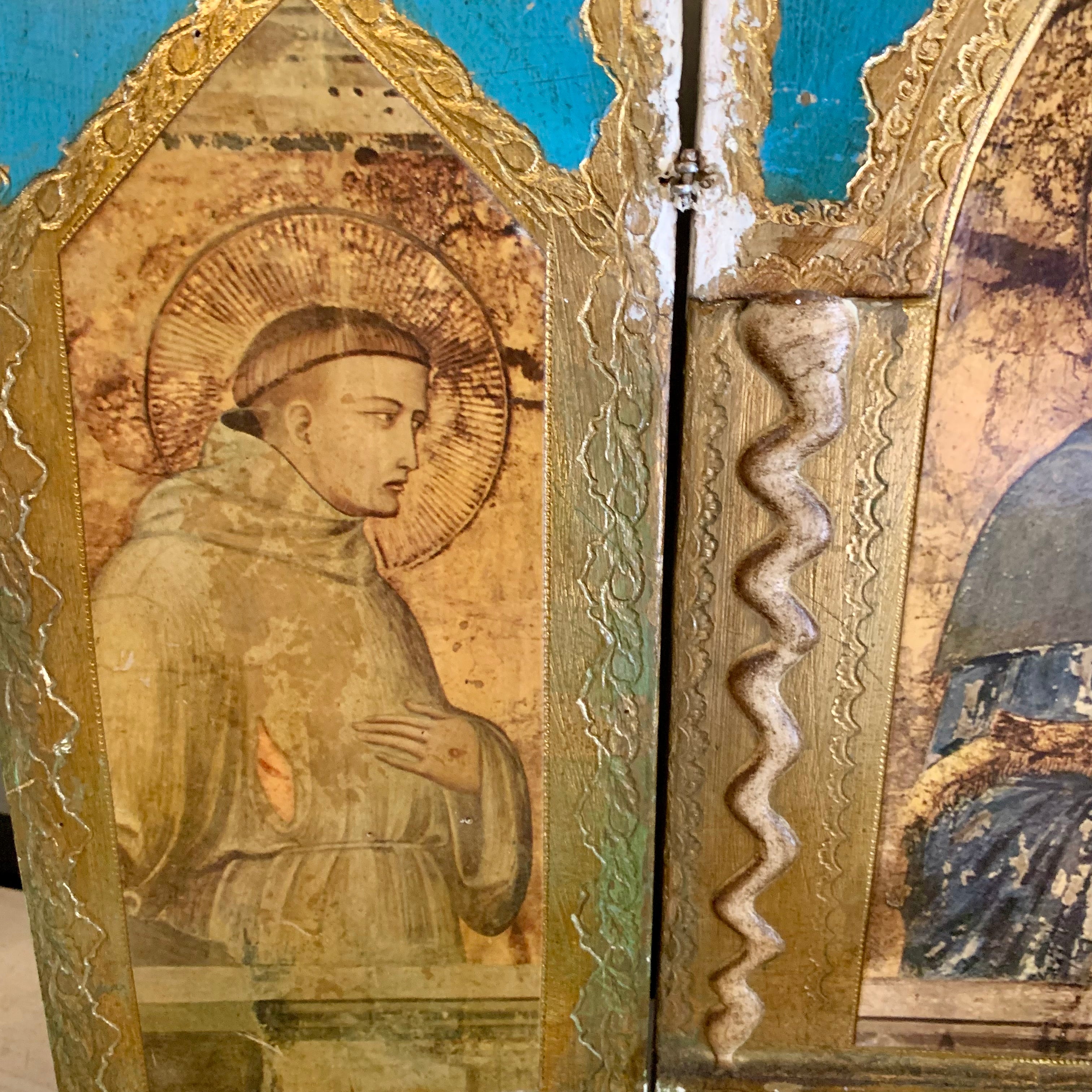 Antique Religious Triptych Artwork