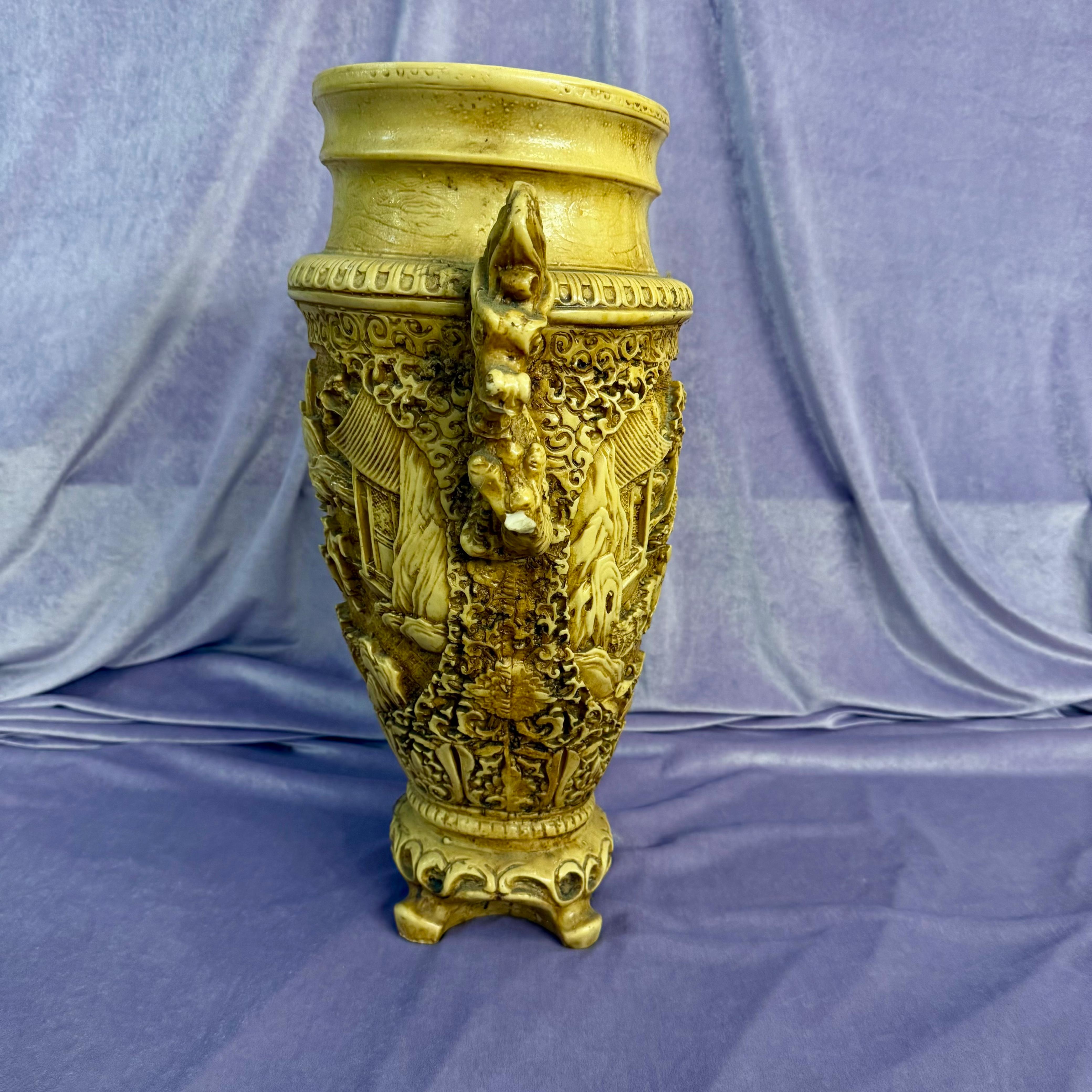 Vintage Italian Chinoiserie Vase with Dragon Handles - SOLD