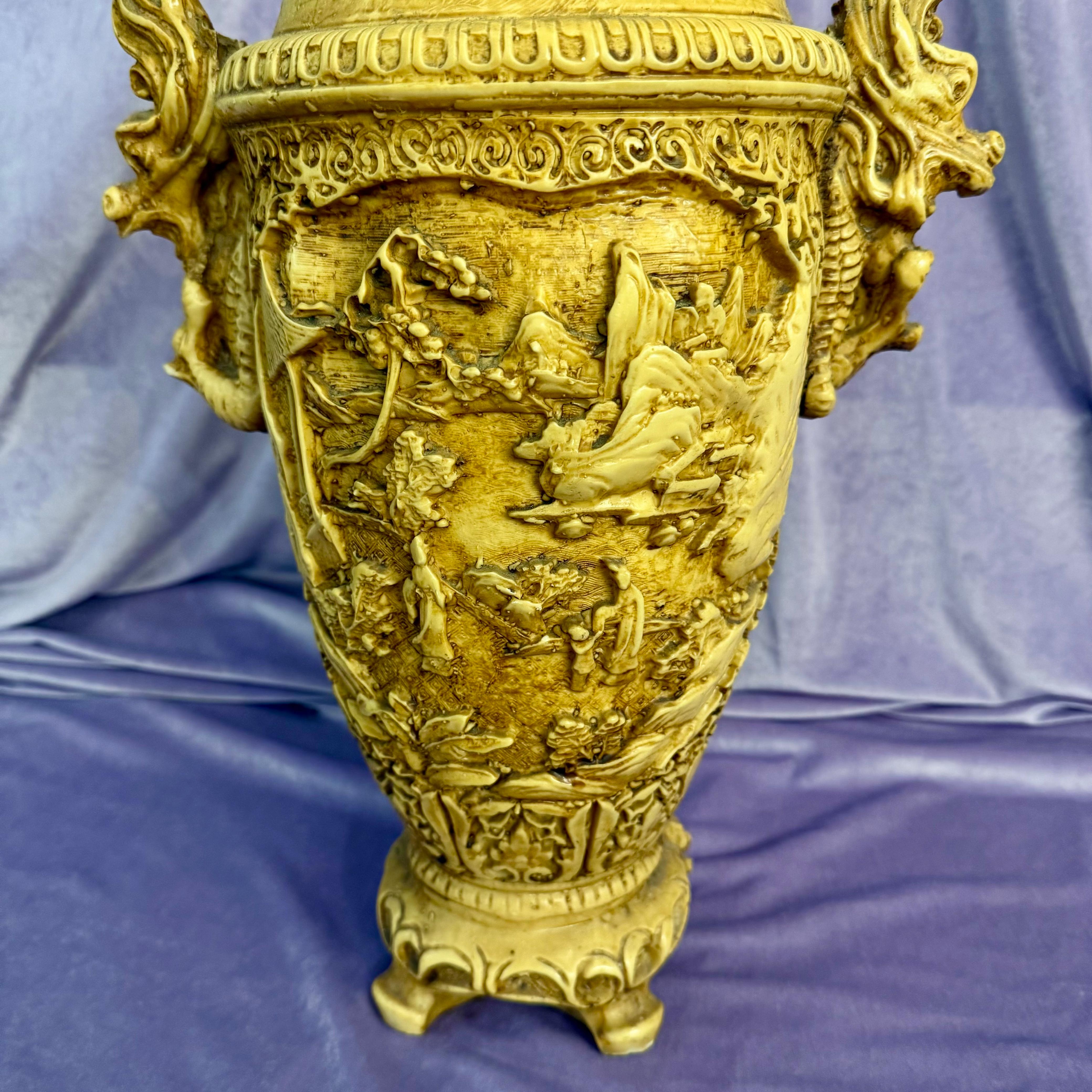 Vintage Italian Chinoiserie Vase with Dragon Handles - SOLD