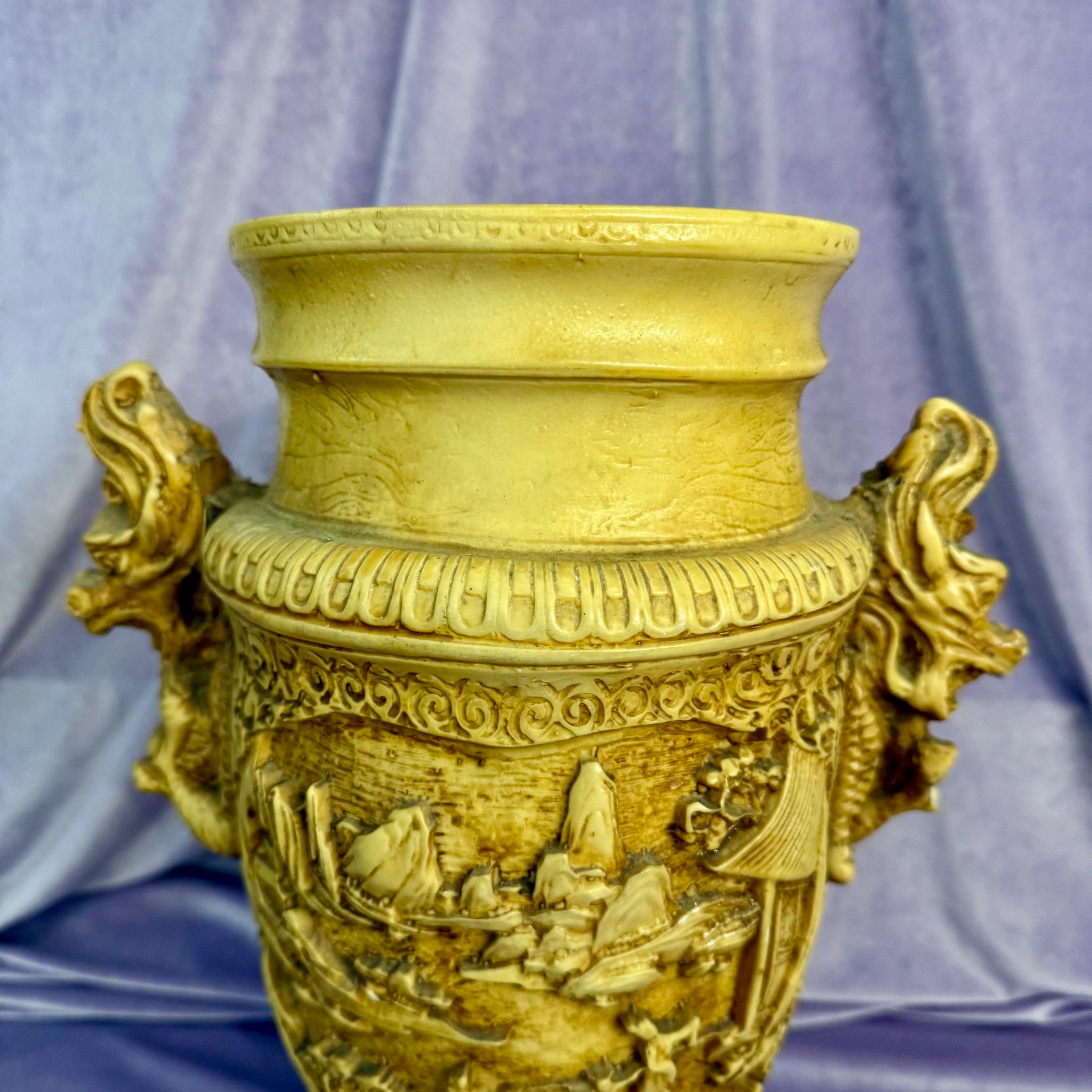 Vintage Italian Chinoiserie Vase with Dragon Handles - SOLD