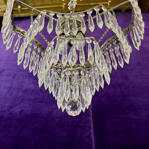 Delos Custom Made Nickel and Crystal Waterfall Chandelier