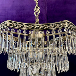 Delos Custom Made Nickel and Crystal Waterfall Chandelier