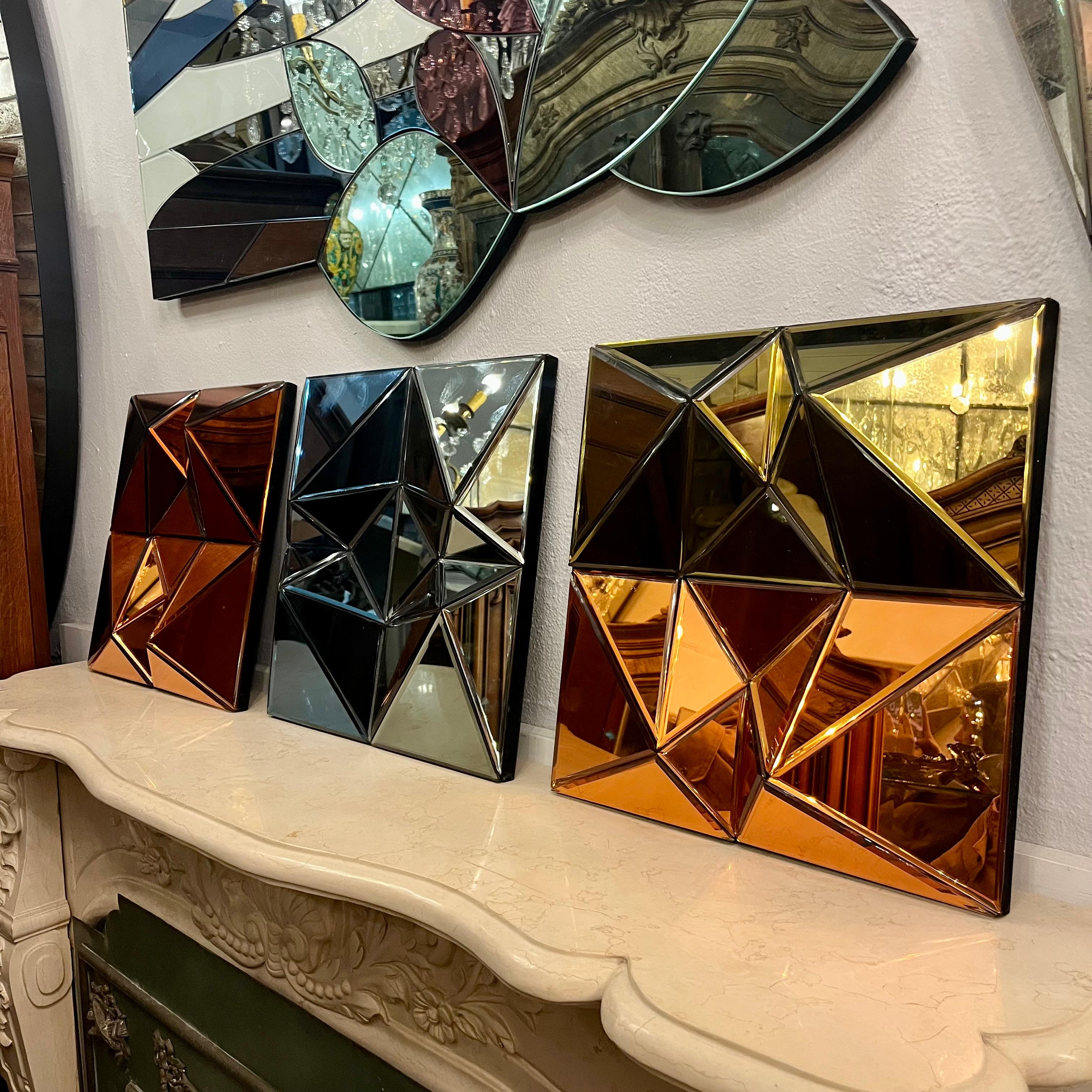 Small Faceted Multicoloured Contemporary Mirrors